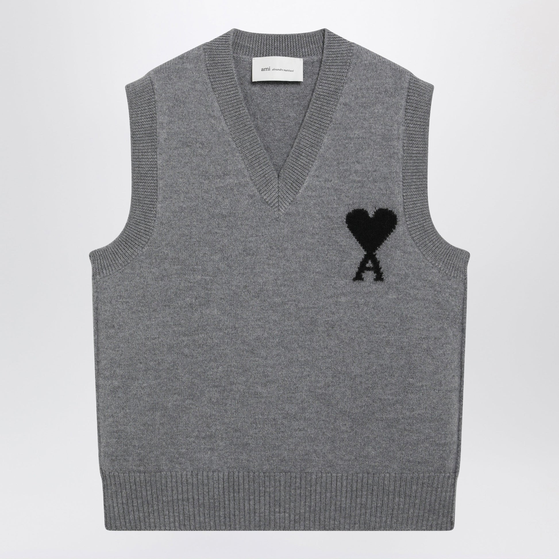 Ami Paris Grey Ami De Coeur Vest In Wool Men AMI PARIS