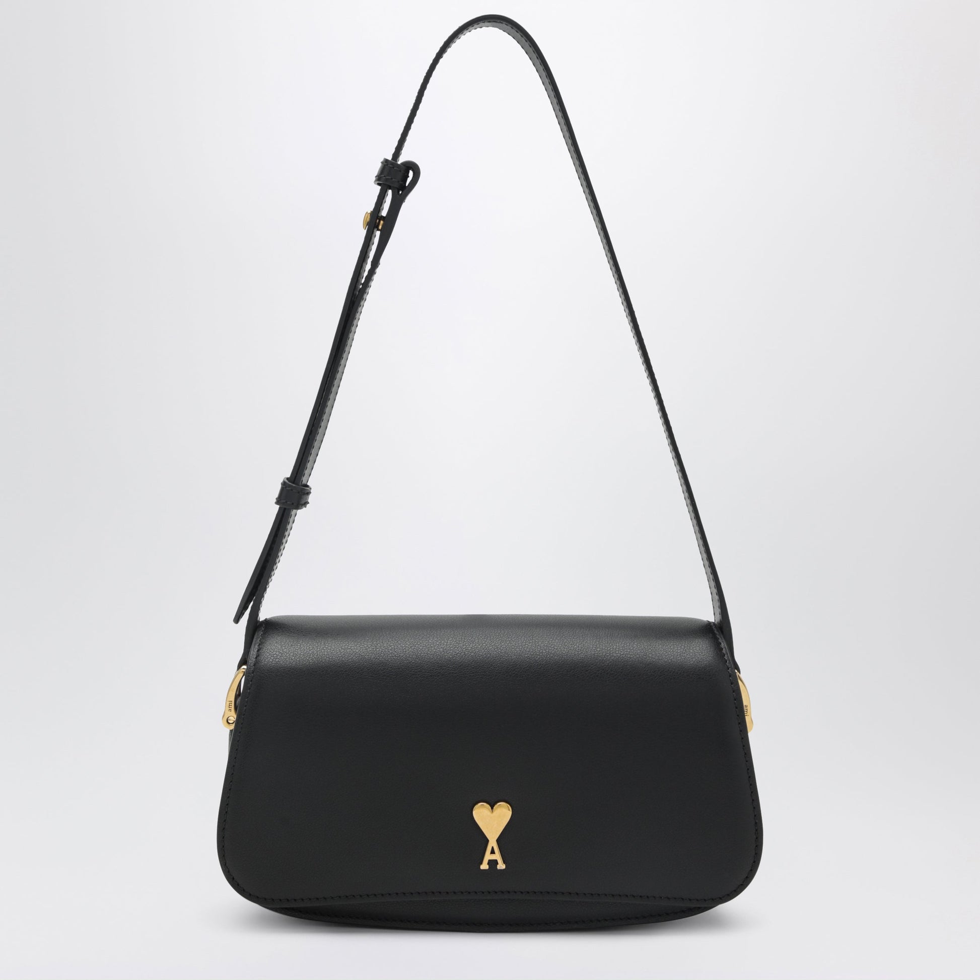 Ami Paris Paris Paris Black Leather Shoulder Bag Women AMI PARIS