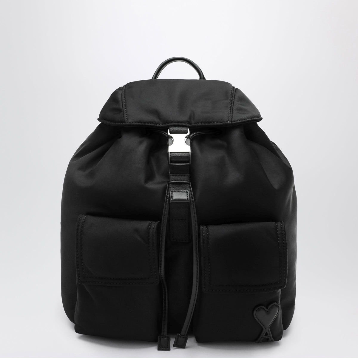 Ami Paris Marcel Small Black Nylon Backpack Women AMI PARIS
