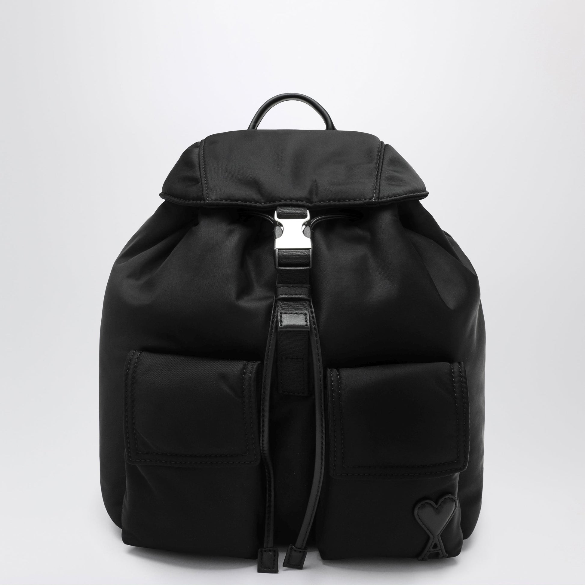 Ami Paris Marcel Small Black Nylon Backpack Women AMI PARIS