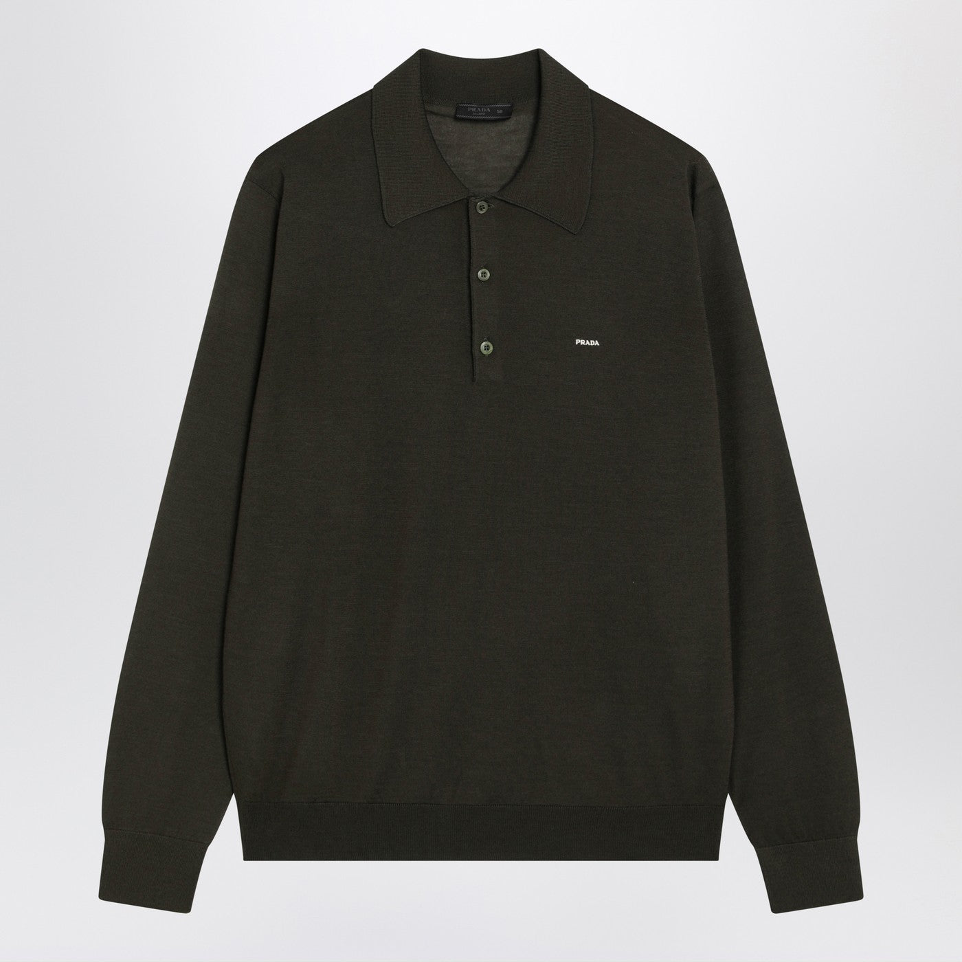 Prada Military Green Combed Wool Polo Shirt Men PRADA