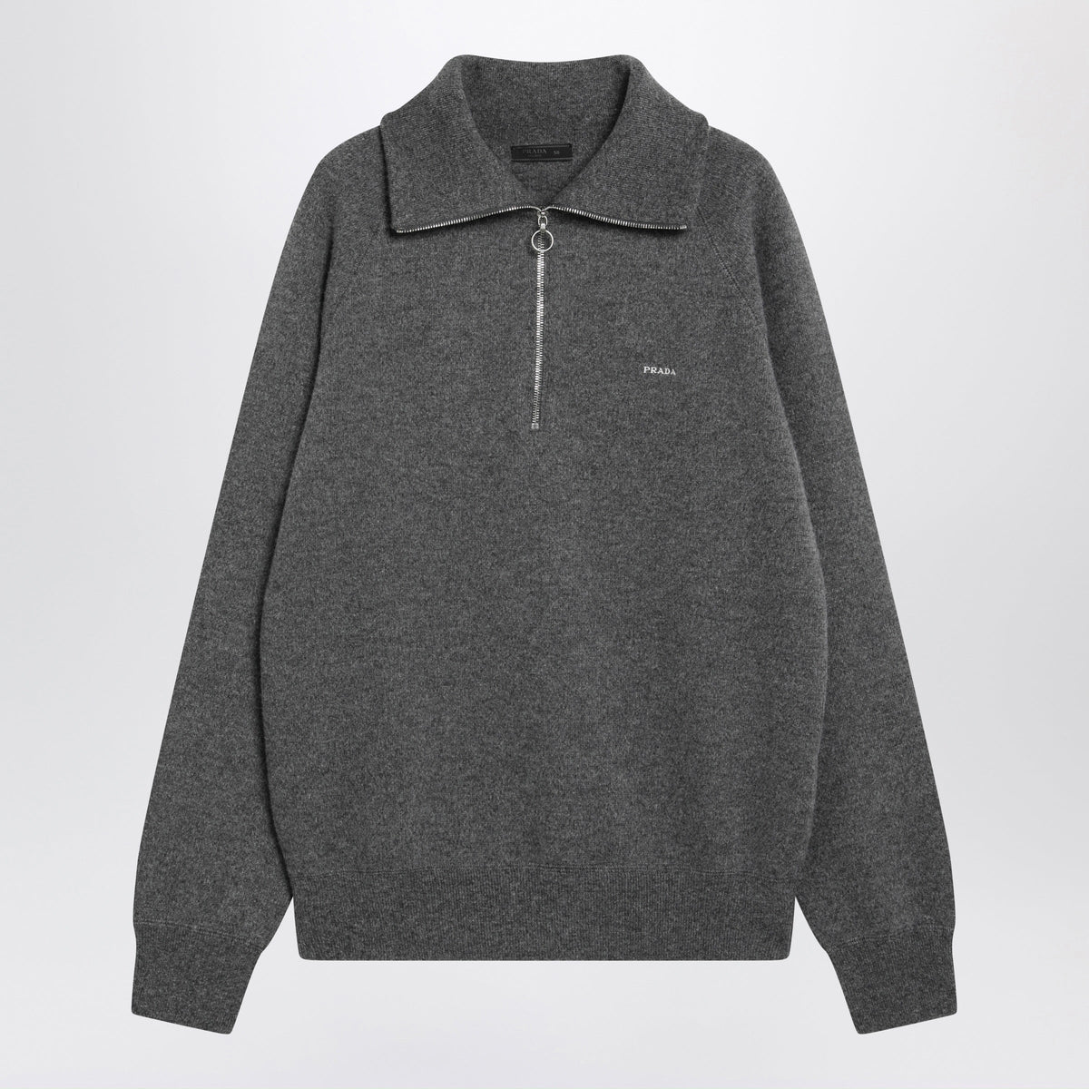 Prada Slate Grey Polo Sweater In Wool And Cashmere Men PRADA