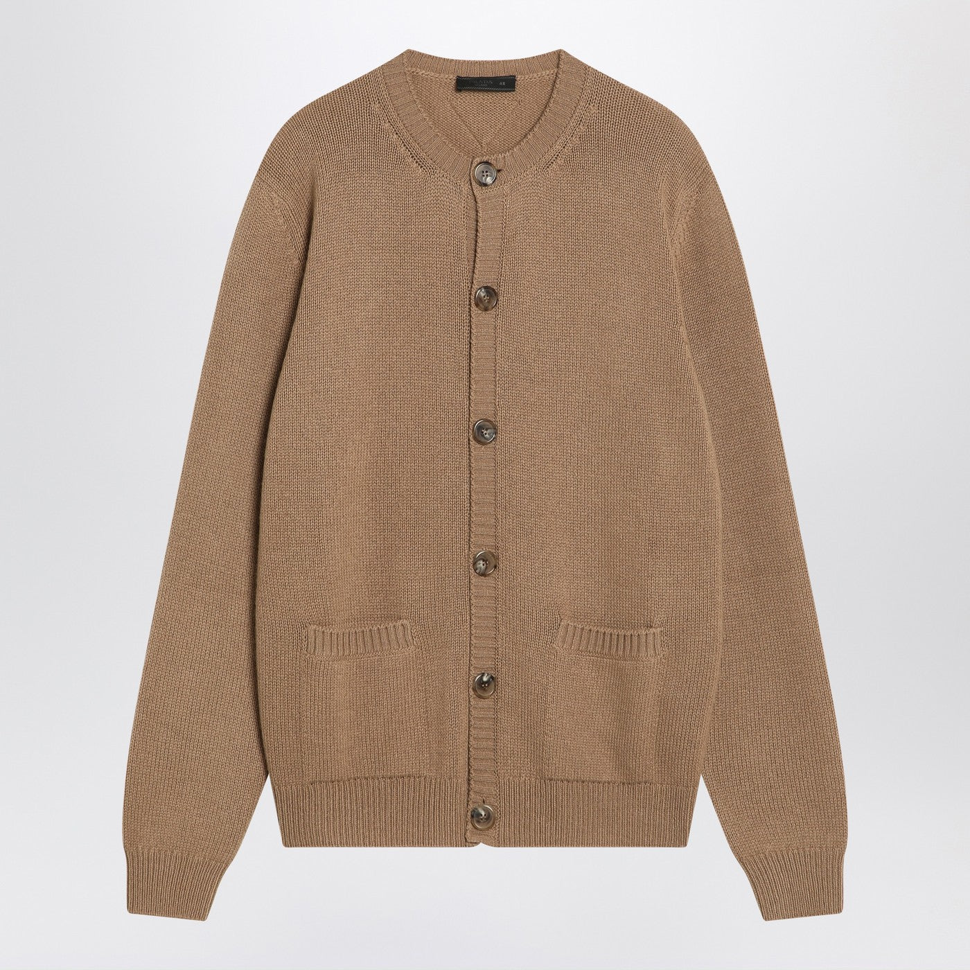 Prada Camel-Coloured Cardigan In Cashmere Men PRADA