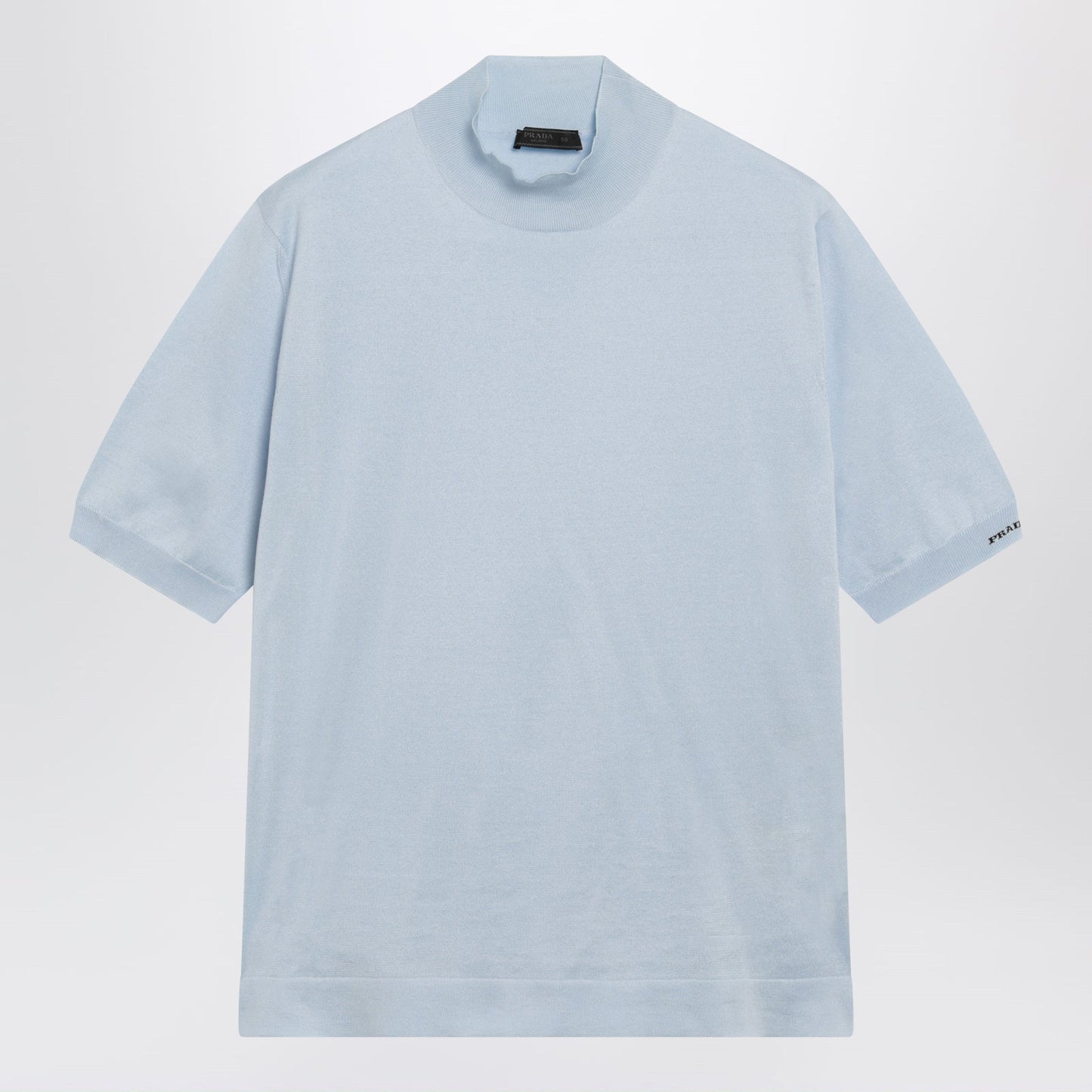 Prada Light Blue Short-Sleeve Cotton Top Men PRADA