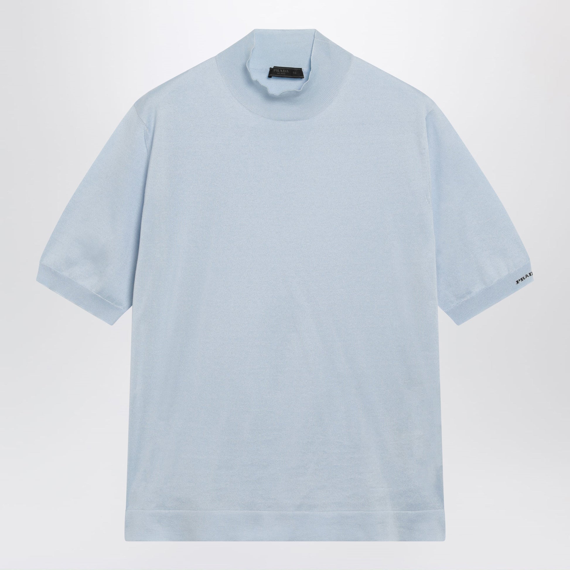Prada Light Blue Short-Sleeve Cotton Top Men PRADA