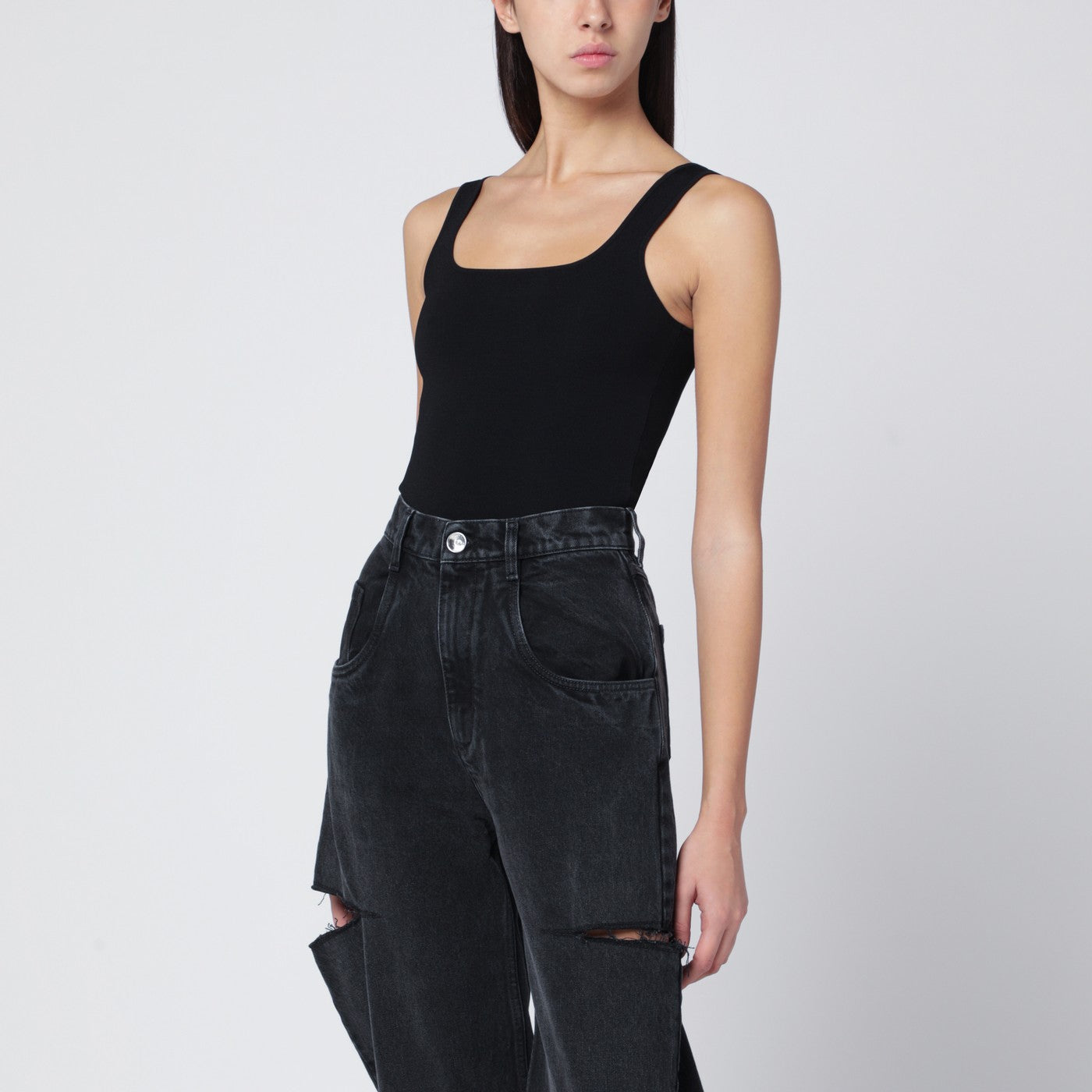 Entire Studios Black Viscose-Blend Top Women Entire Studios