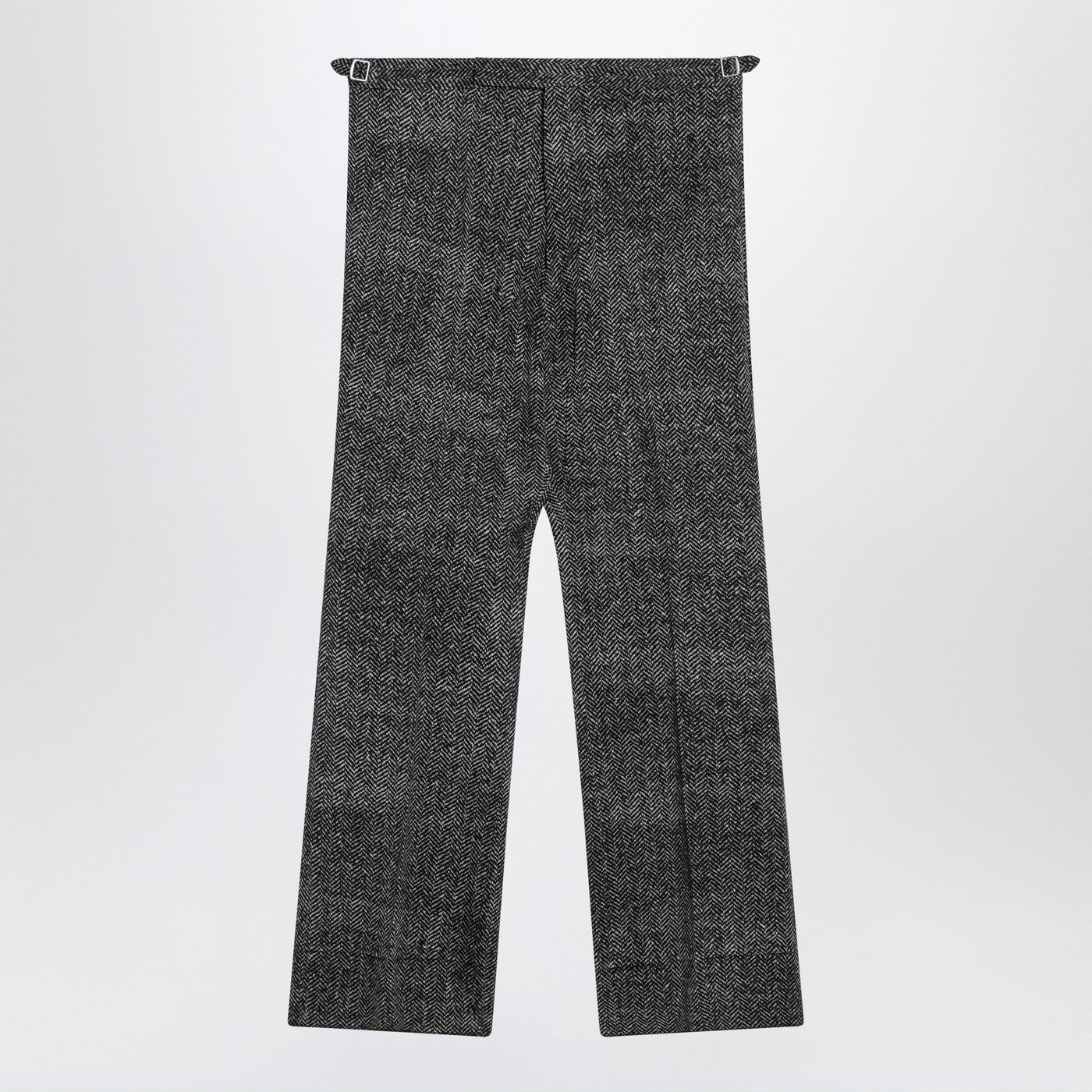 Prada Black/White Herringbone Pants Men PRADA