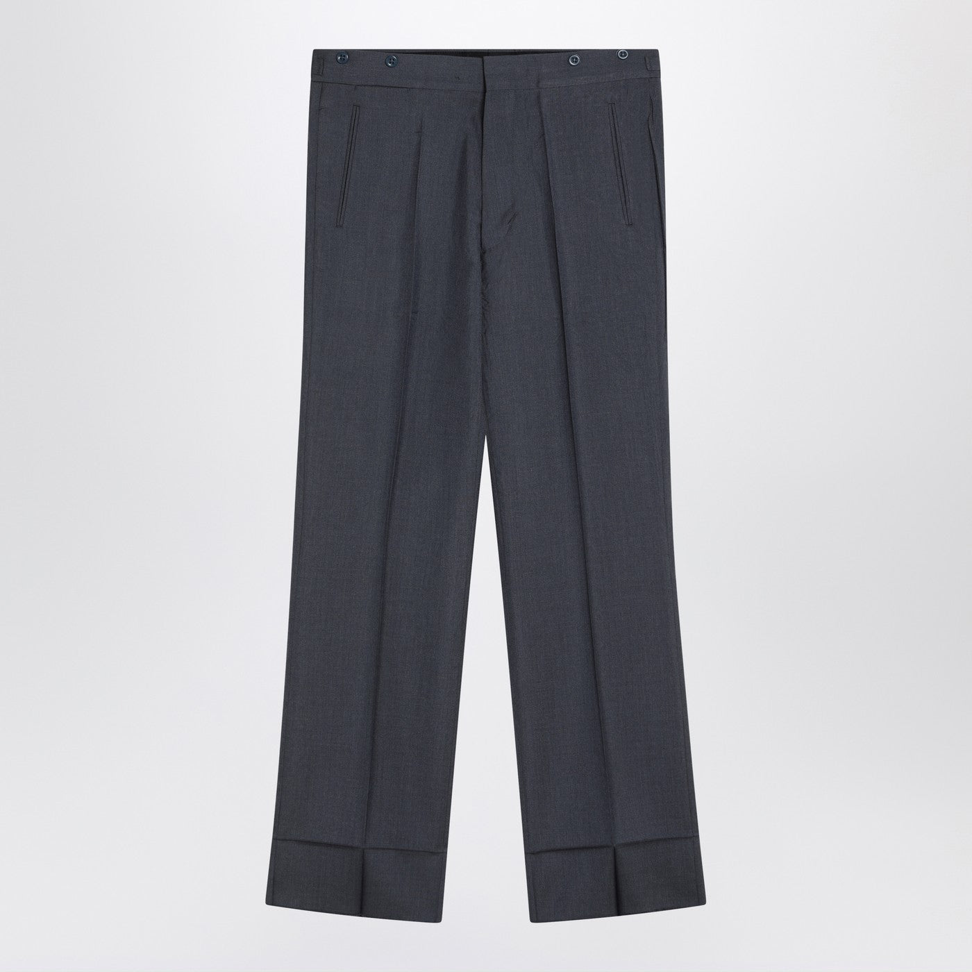 Prada Wide Aviator Blue Mohair And Silk Trousers Men PRADA