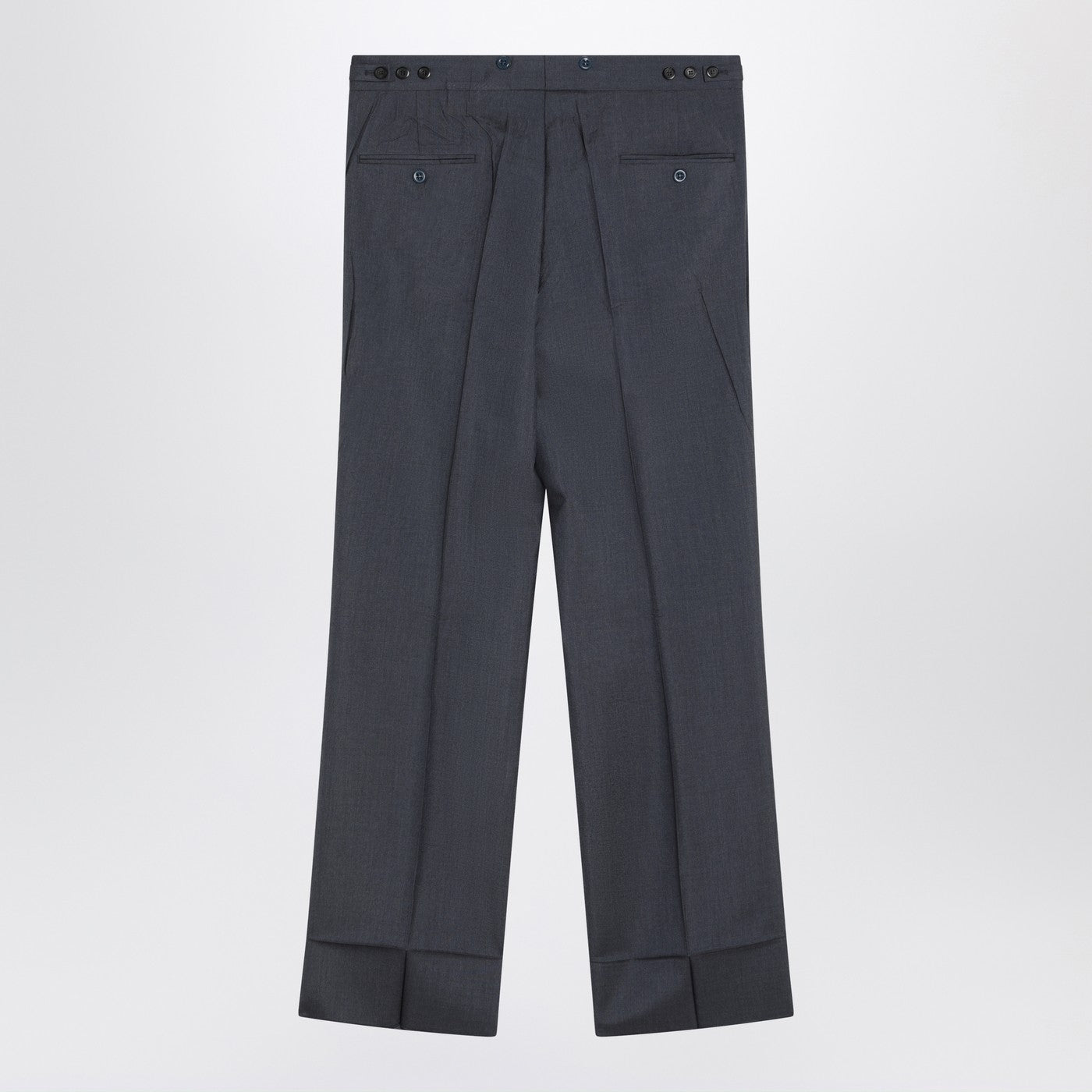 Prada Wide Aviator Blue Mohair And Silk Trousers Men PRADA