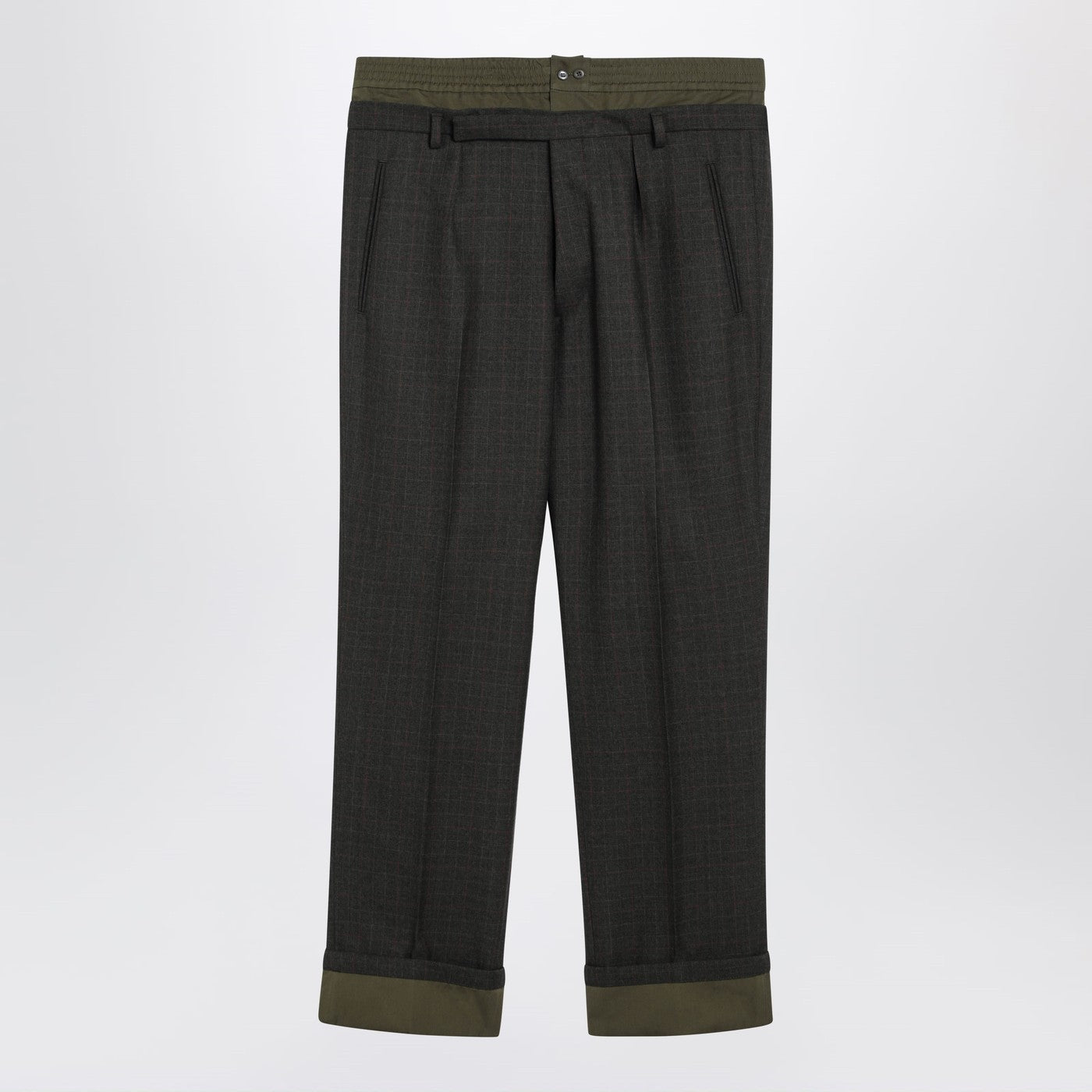 Prada Forest-Green Trousers With Double Waistband Men PRADA