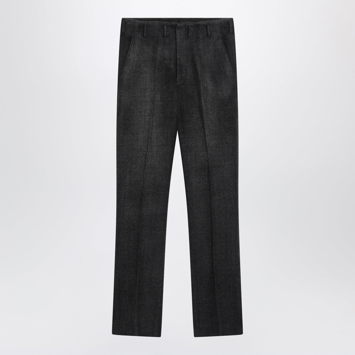 Prada Black Wool Trousers With Chevron Pattern Men PRADA