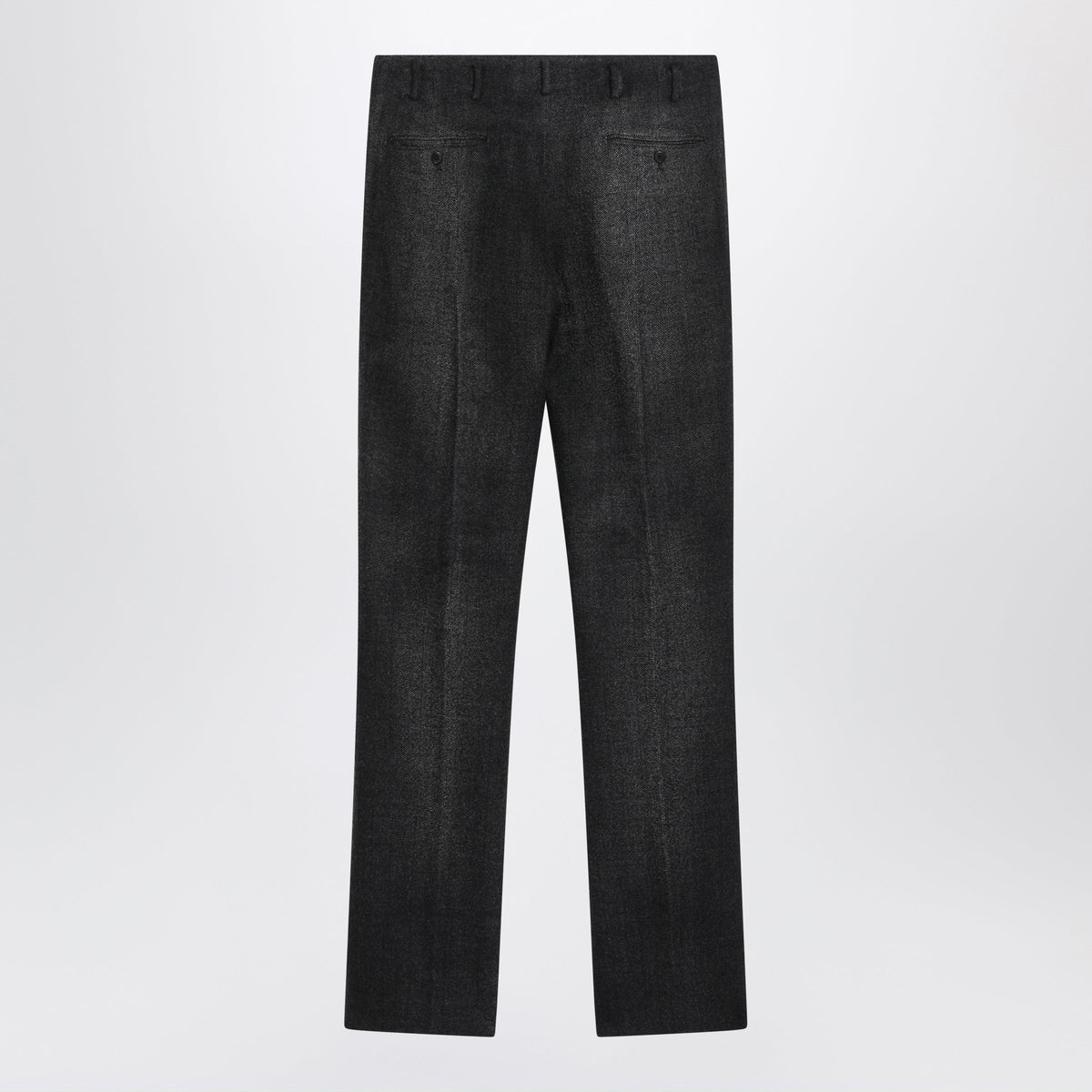Prada Black Wool Trousers With Chevron Pattern Men PRADA