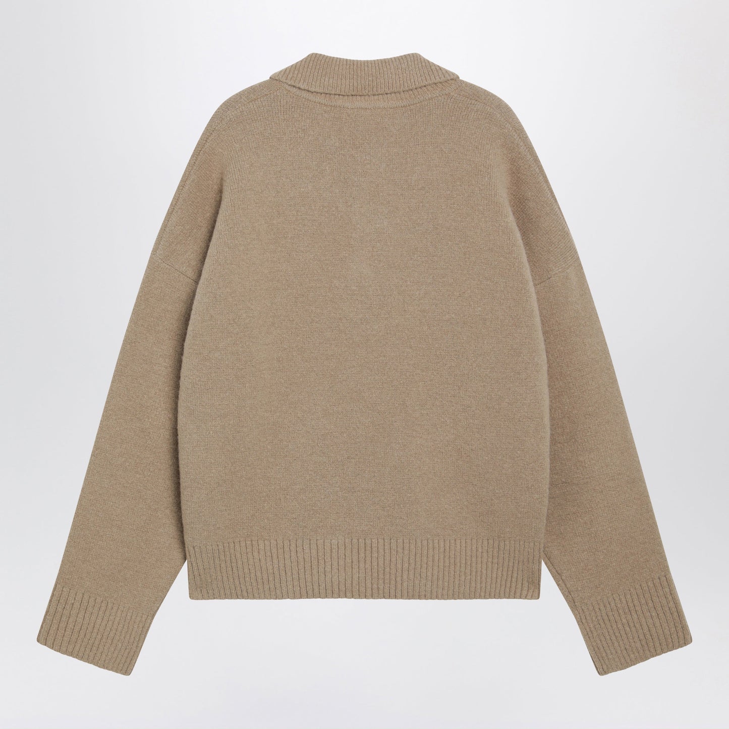 Ami Paris Ami De Coeur Beige Alpaca-Blend Polo Sweater Men AMI PARIS