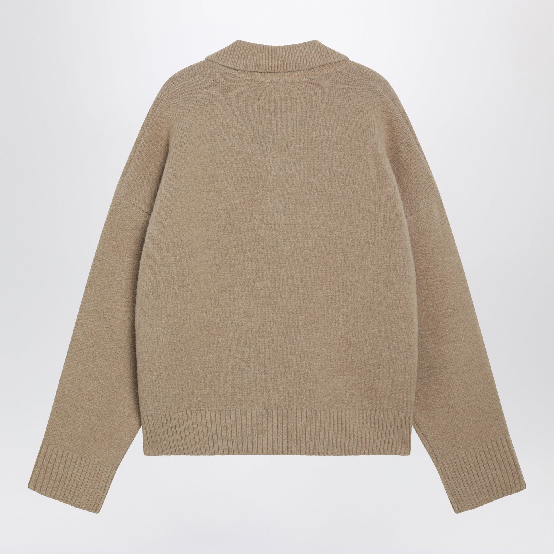 Ami Paris Ami De Coeur Beige Alpaca-Blend Polo Sweater Men AMI PARIS