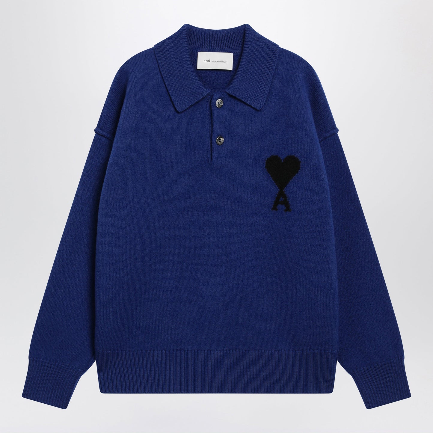 Ami Paris Electric Blue Ami De Coeur Polo Sweater In Wool Men AMI PARIS