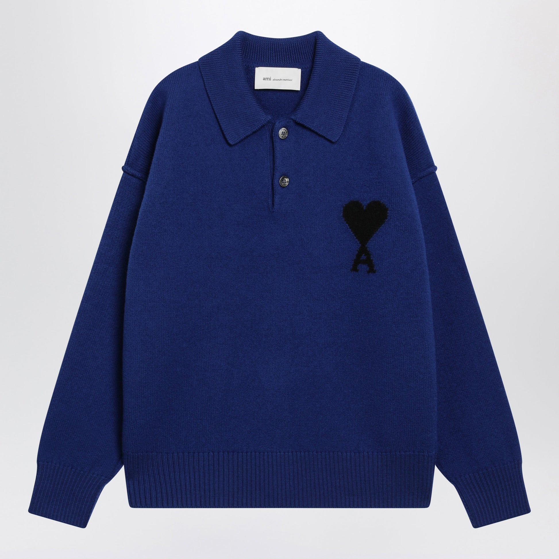 Ami Paris Electric Blue Ami De Coeur Polo Sweater In Wool Men AMI PARIS