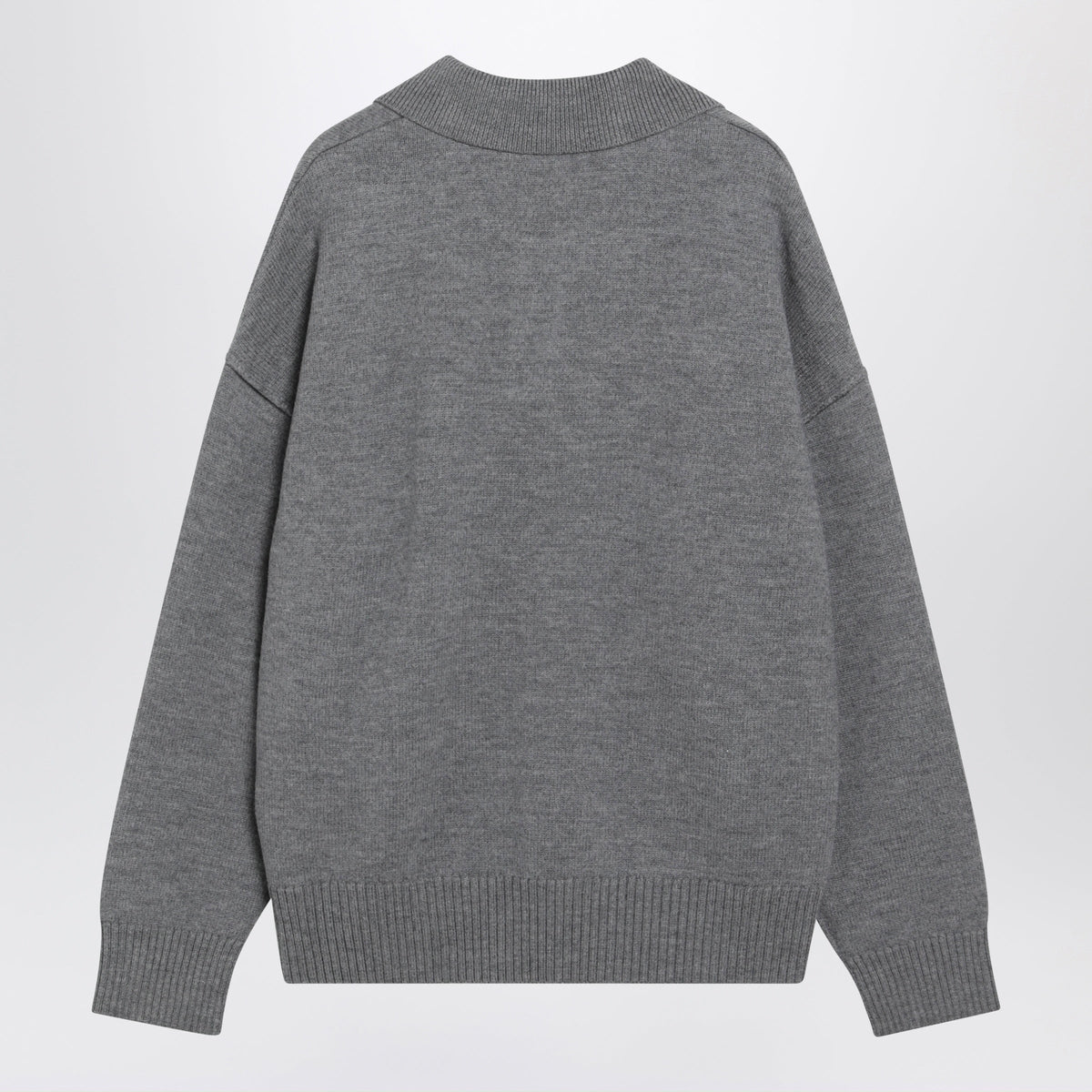 Ami Paris Grey Ami De Coeur Wool Polo Sweater Men AMI PARIS