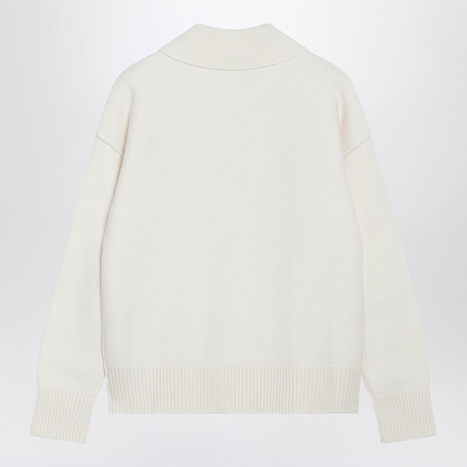 Ami Paris White Ami De Coeur Wool Polo Sweater Women AMI PARIS