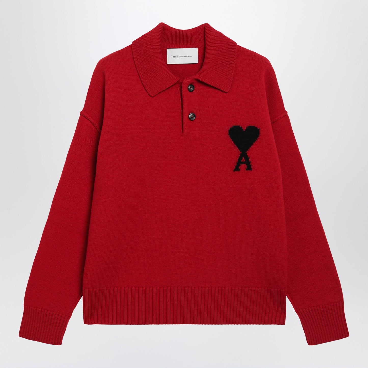 Ami Paris Red Ami De Coeur Polo Jumper In Wool Women AMI PARIS