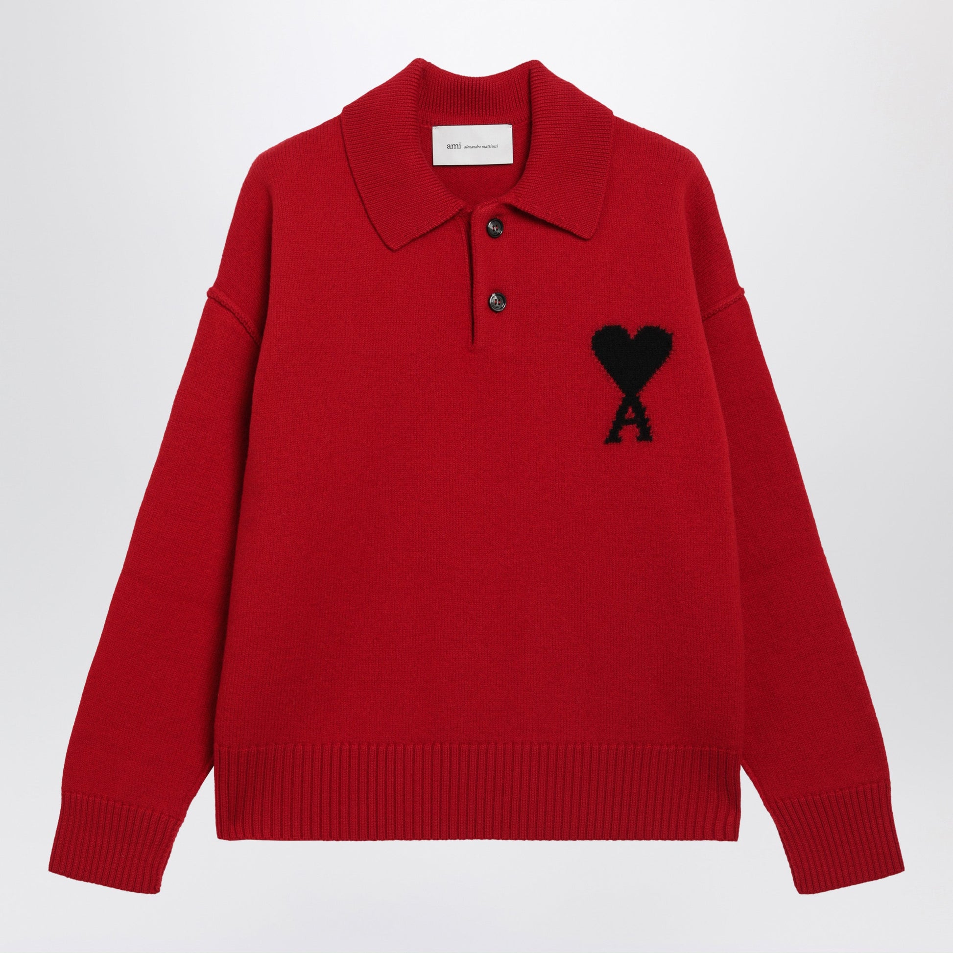 Ami Paris Red Ami De Coeur Polo Jumper In Wool Women AMI PARIS