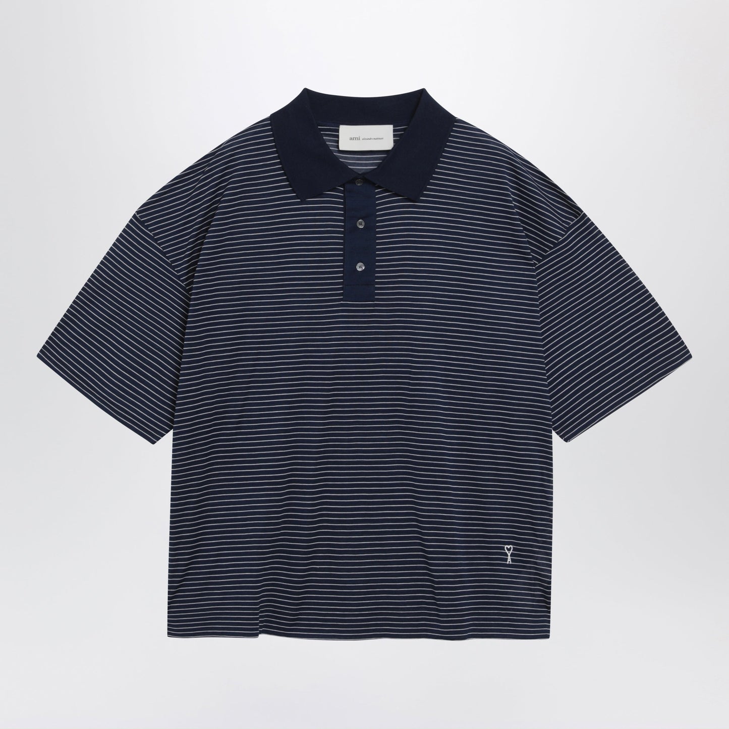 Ami Paris Blue/White Striped Ami De Coeur Polo By Ami Paris Men AMI PARIS