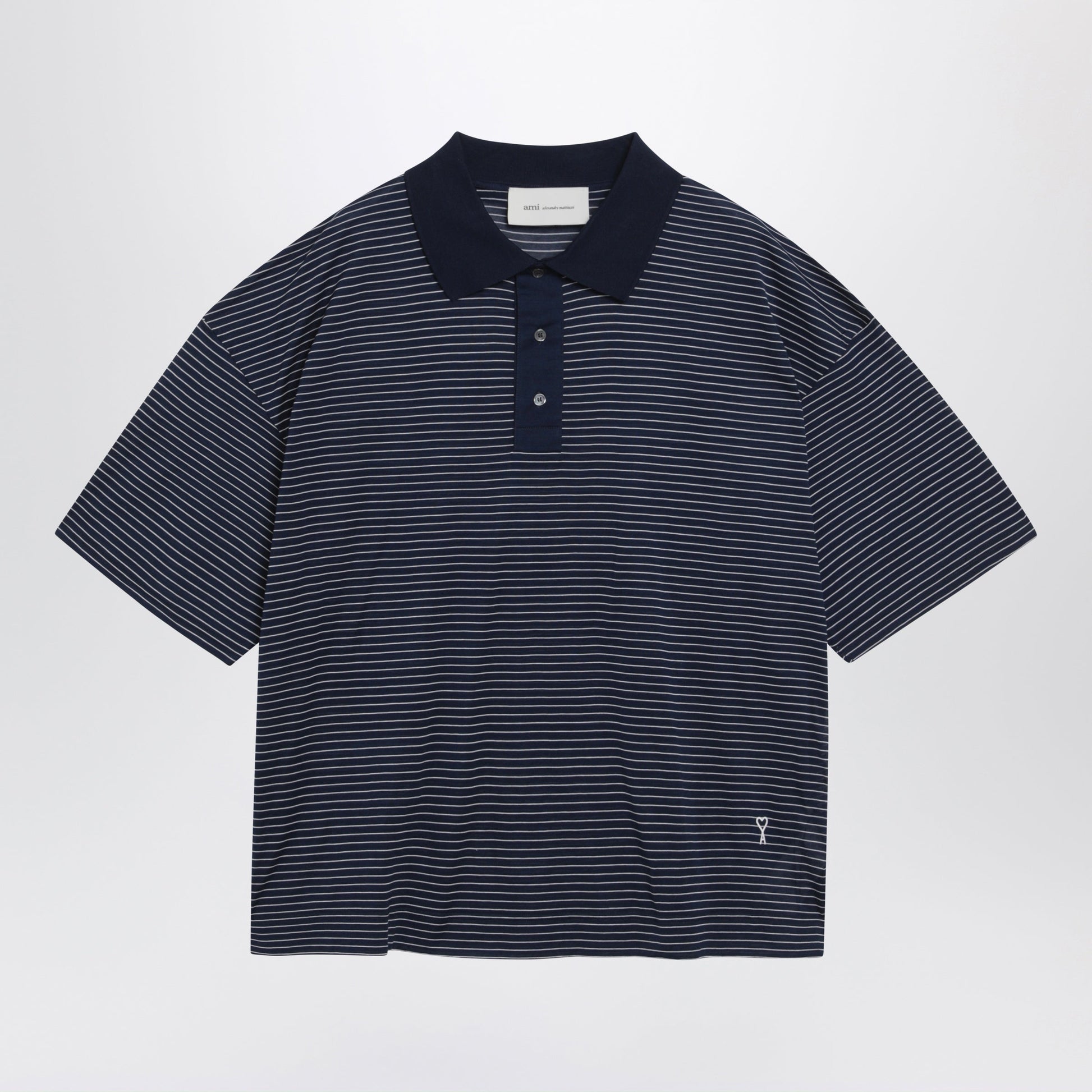 Ami Paris Blue/White Striped Ami De Coeur Polo By Ami Paris Men AMI PARIS