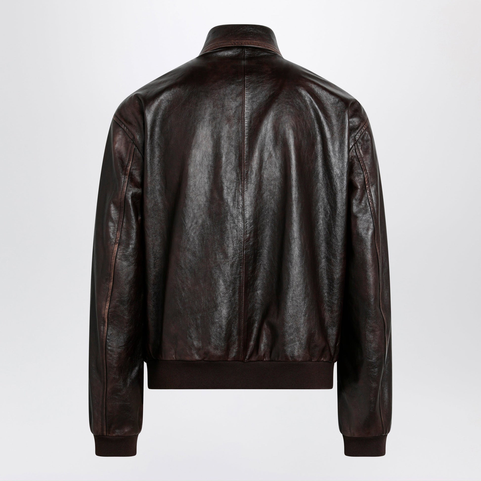 Prada Vintage Nappa Leather Bomber Jacket In Dark Brown Men PRADA