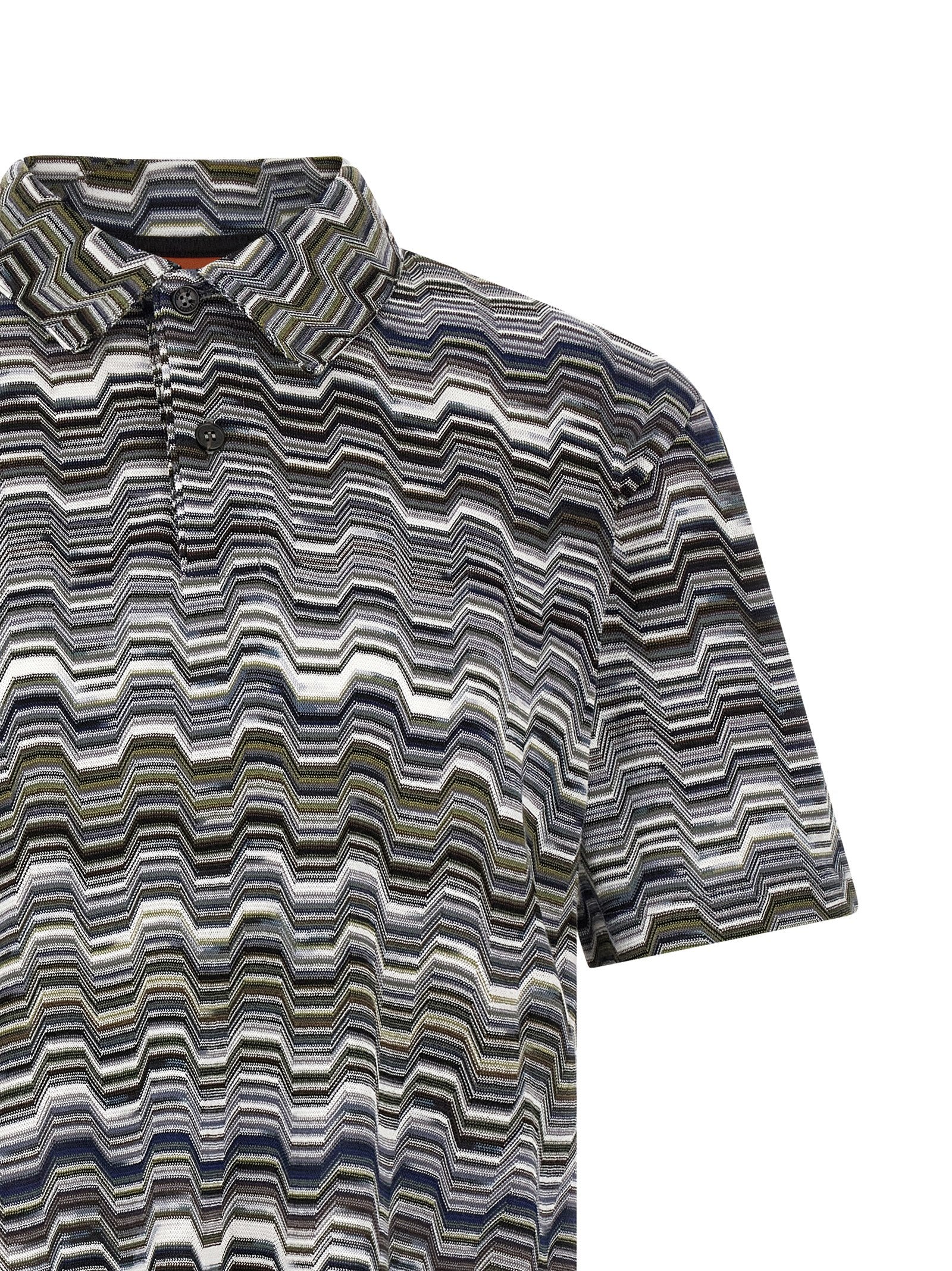 Missoni Men Irregular Zigzag Polo Shirt MISSONI