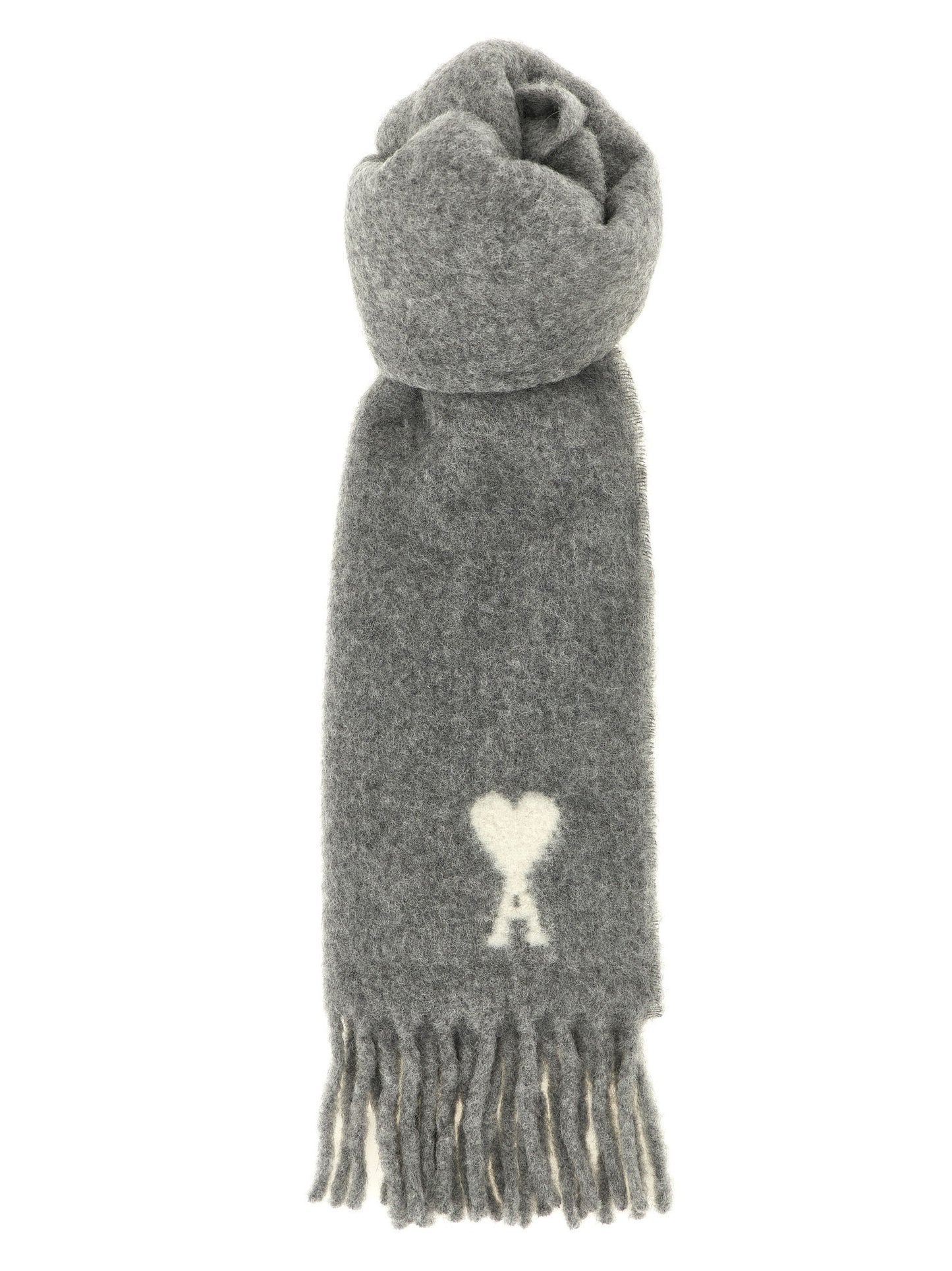 Ami Paris Unisex Adc Logo Scarf And Fringes AMI PARIS