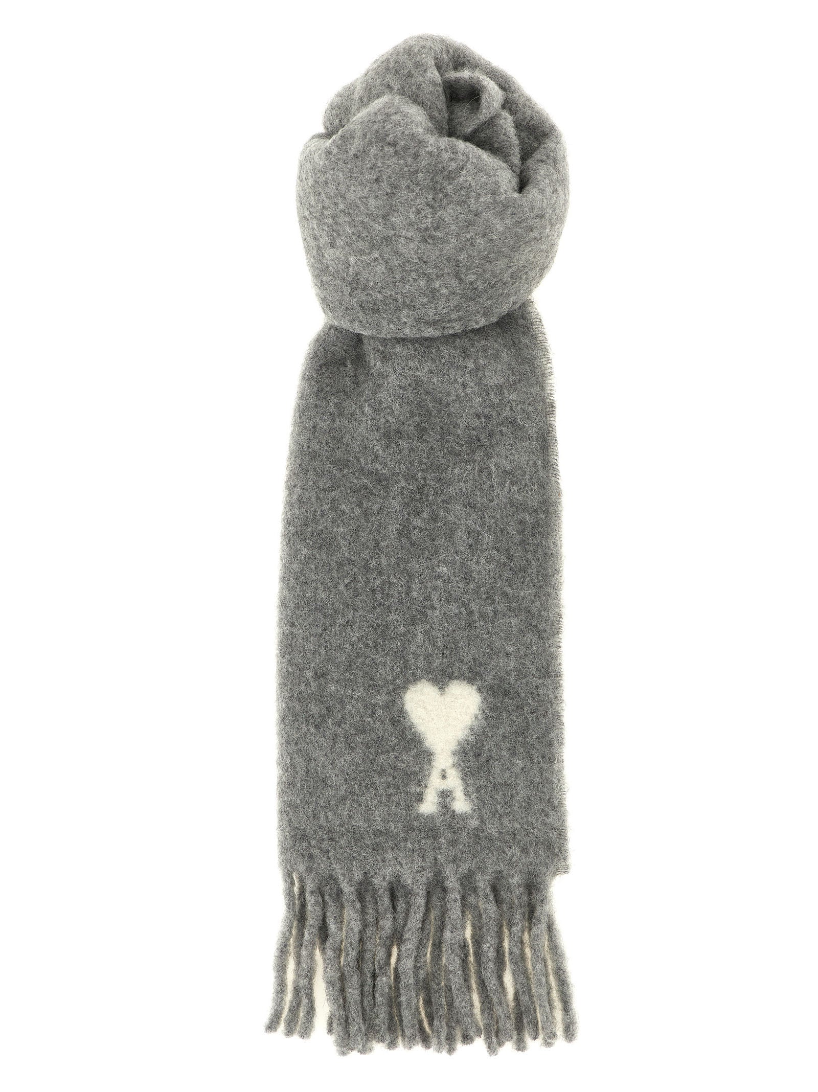 Ami Paris Unisex Adc Logo Scarf And Fringes AMI PARIS