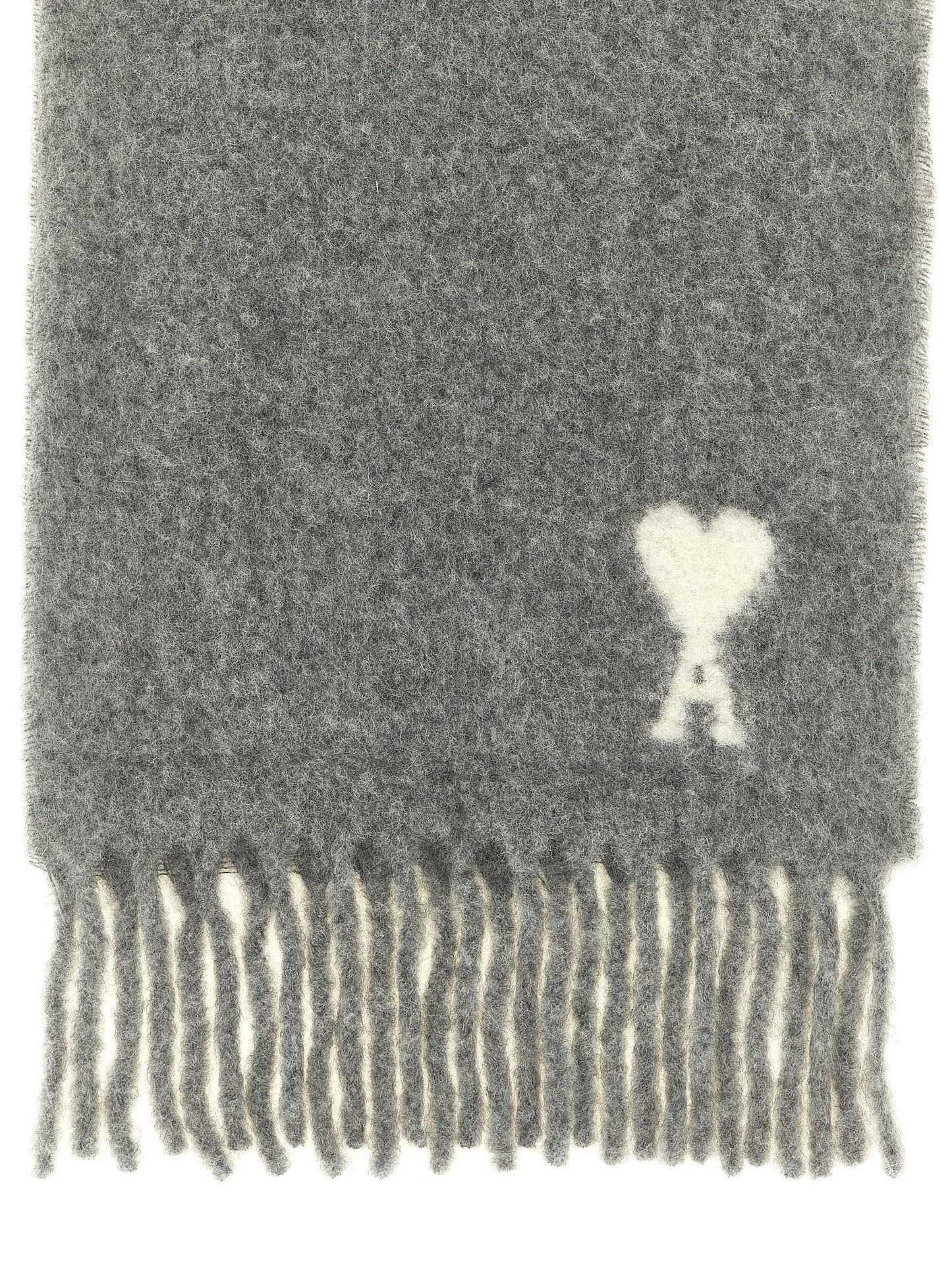 Ami Paris Unisex Adc Logo Scarf And Fringes AMI PARIS