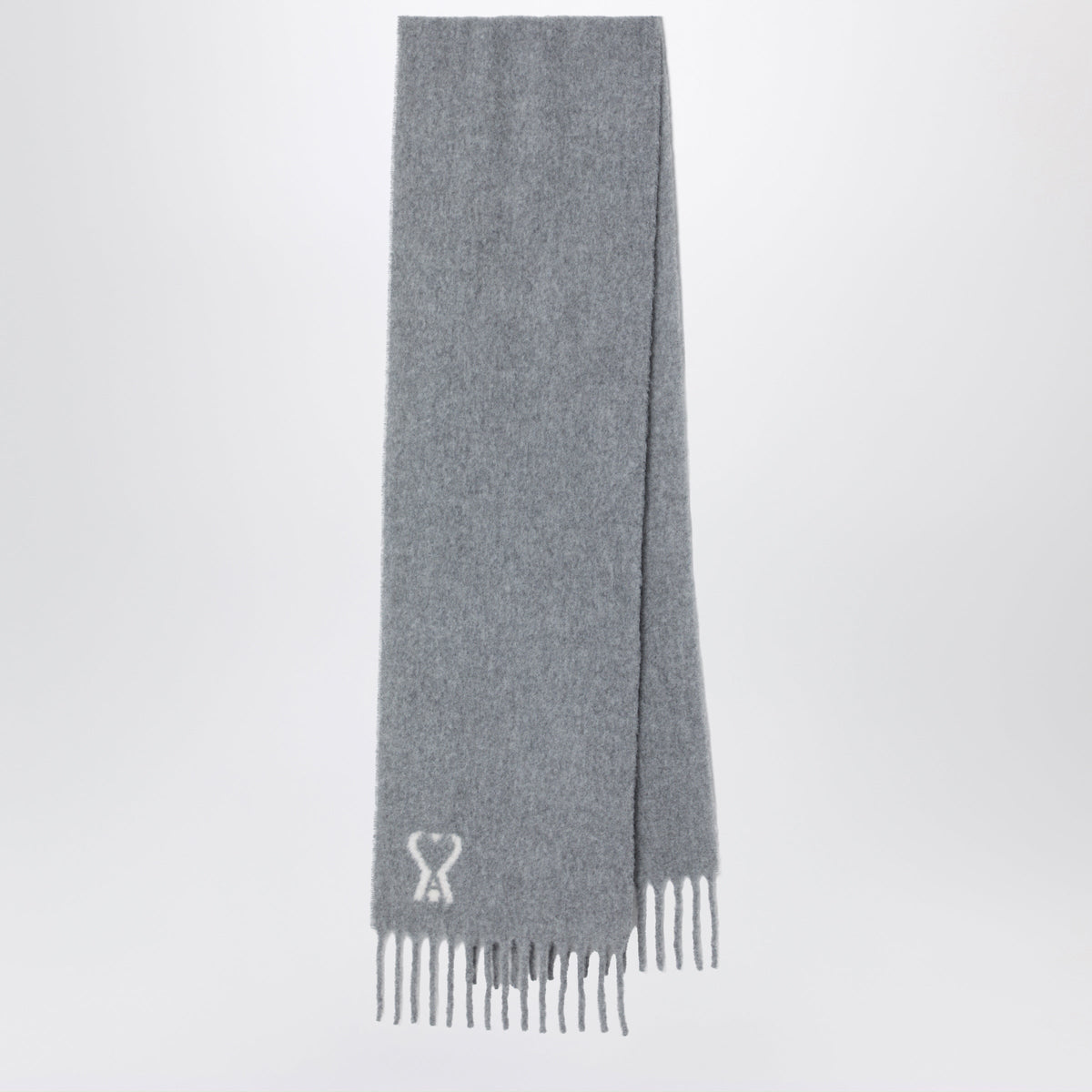 Ami Paris Grey Ami De Coeur Scarf Men AMI PARIS