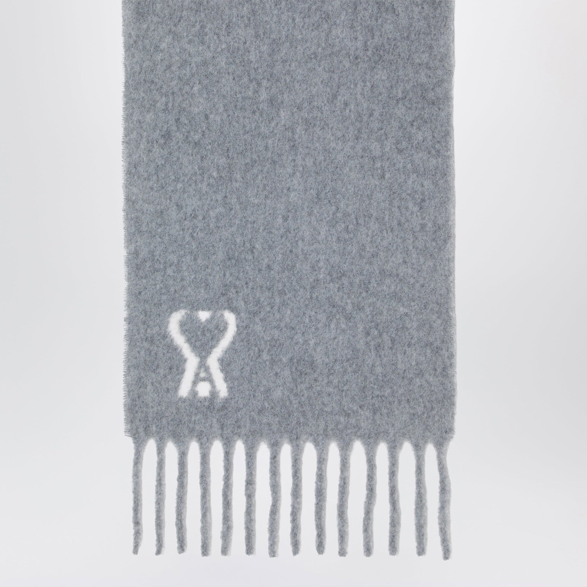 Ami Paris Grey Ami De Coeur Scarf Men AMI PARIS