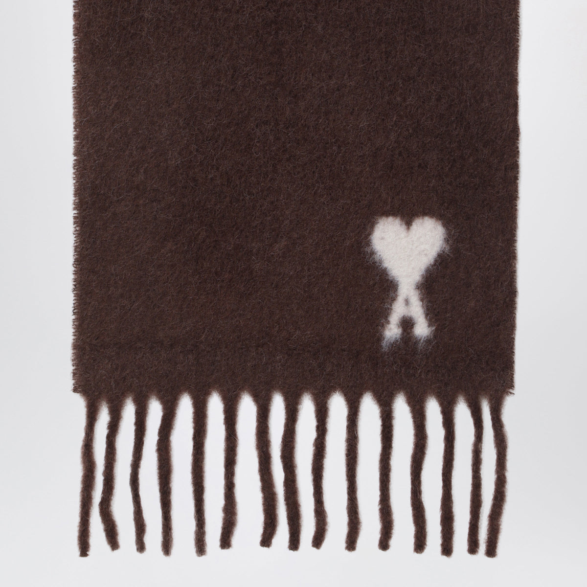 Ami Paris Brown Ami De Coeur Scarf In Alpaca Blend Men AMI PARIS
