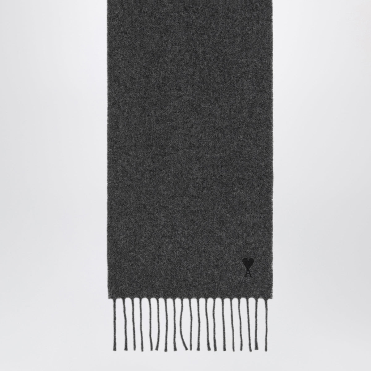 Ami Paris Grey Ami De Coeur Wool Scarf Men AMI PARIS