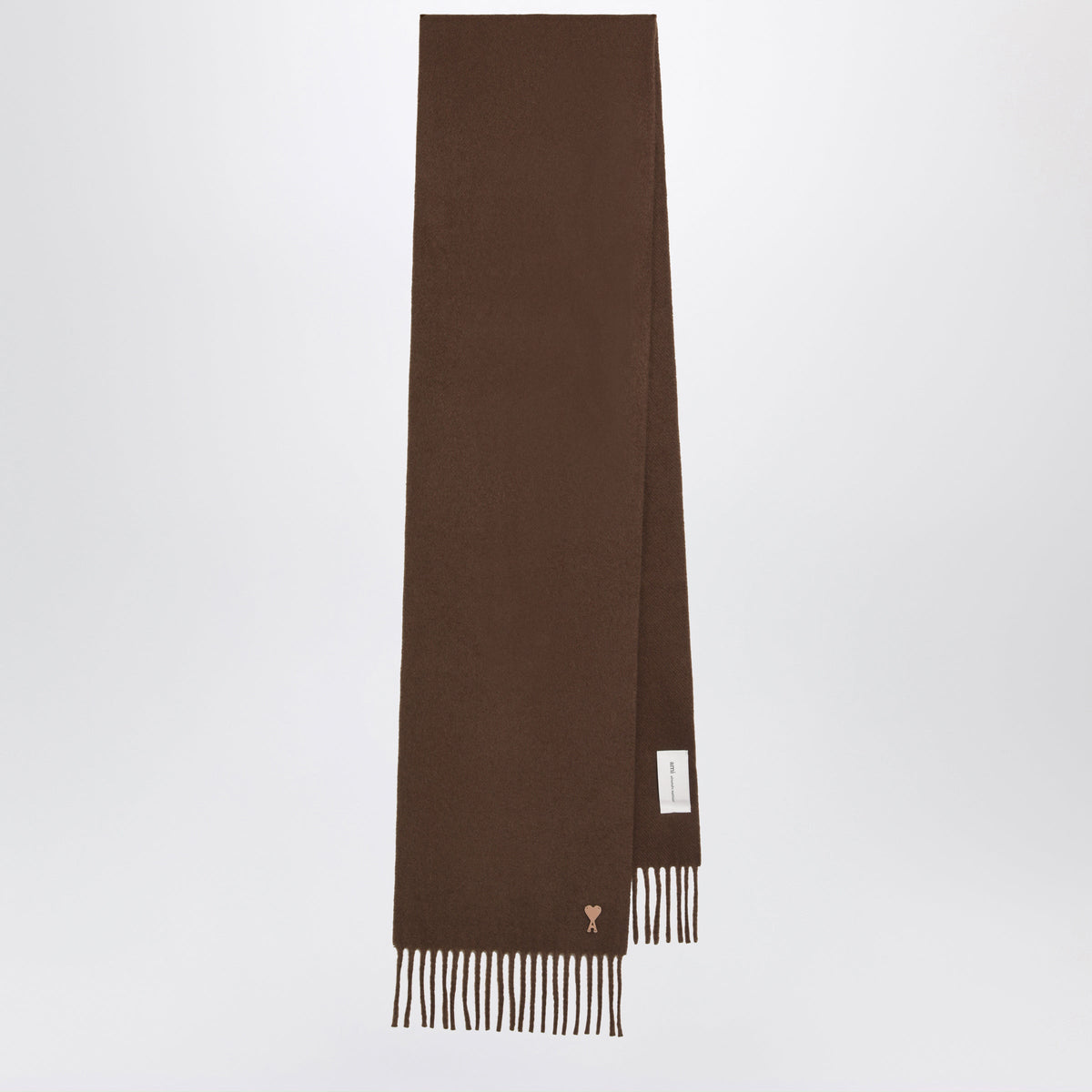 Ami Paris Brown Ami De Coeur Wool Scarf Men AMI PARIS