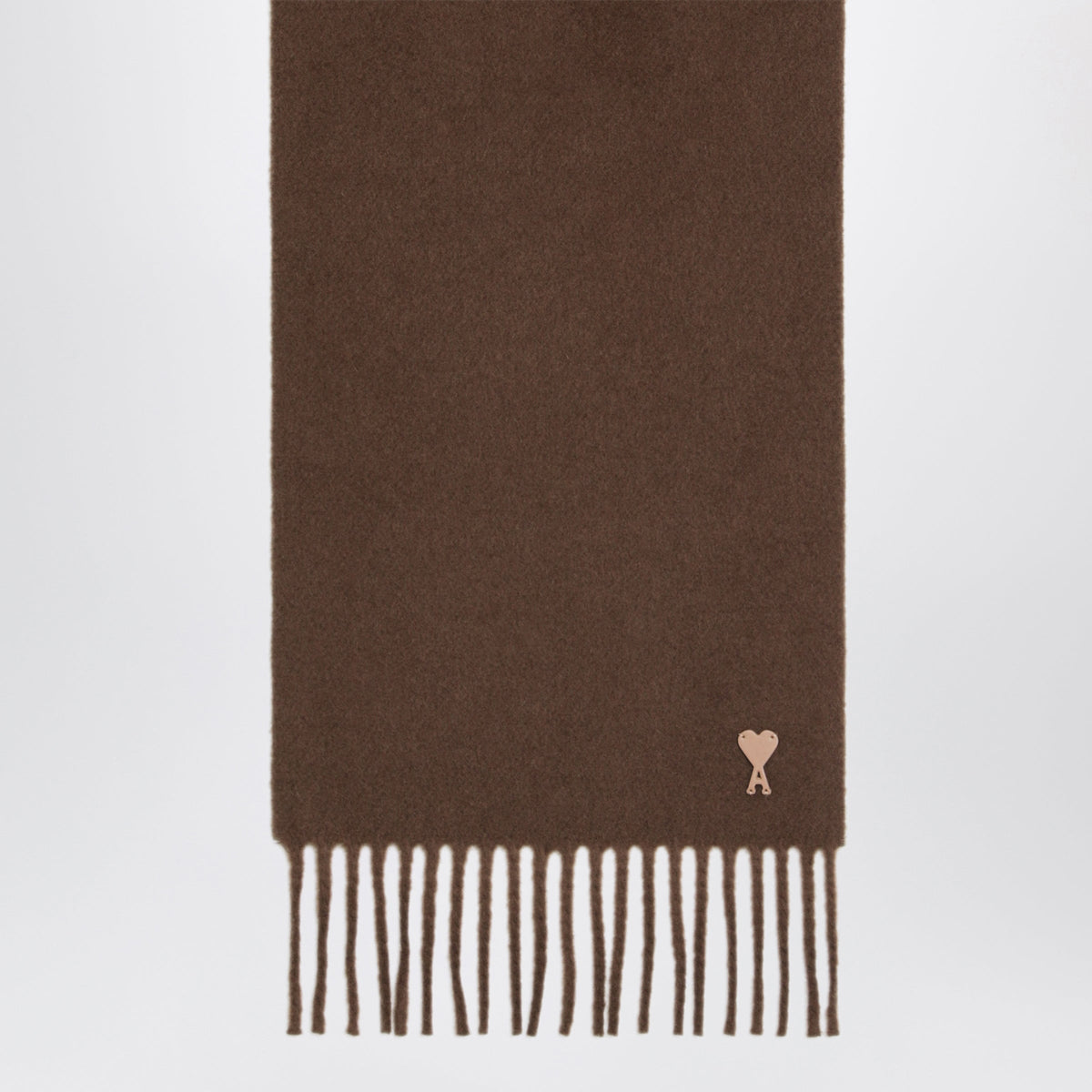 Ami Paris Brown Ami De Coeur Wool Scarf Men AMI PARIS