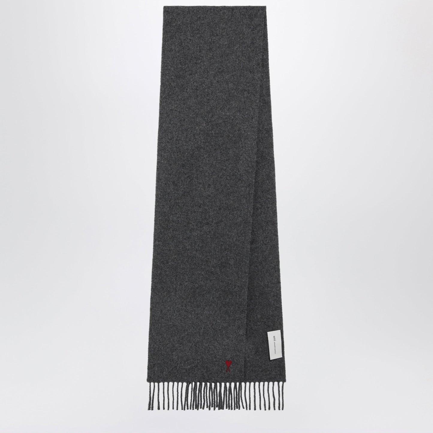 Ami Paris Grey Ami De Cå“Ur Wool Scarf Men AMI PARIS