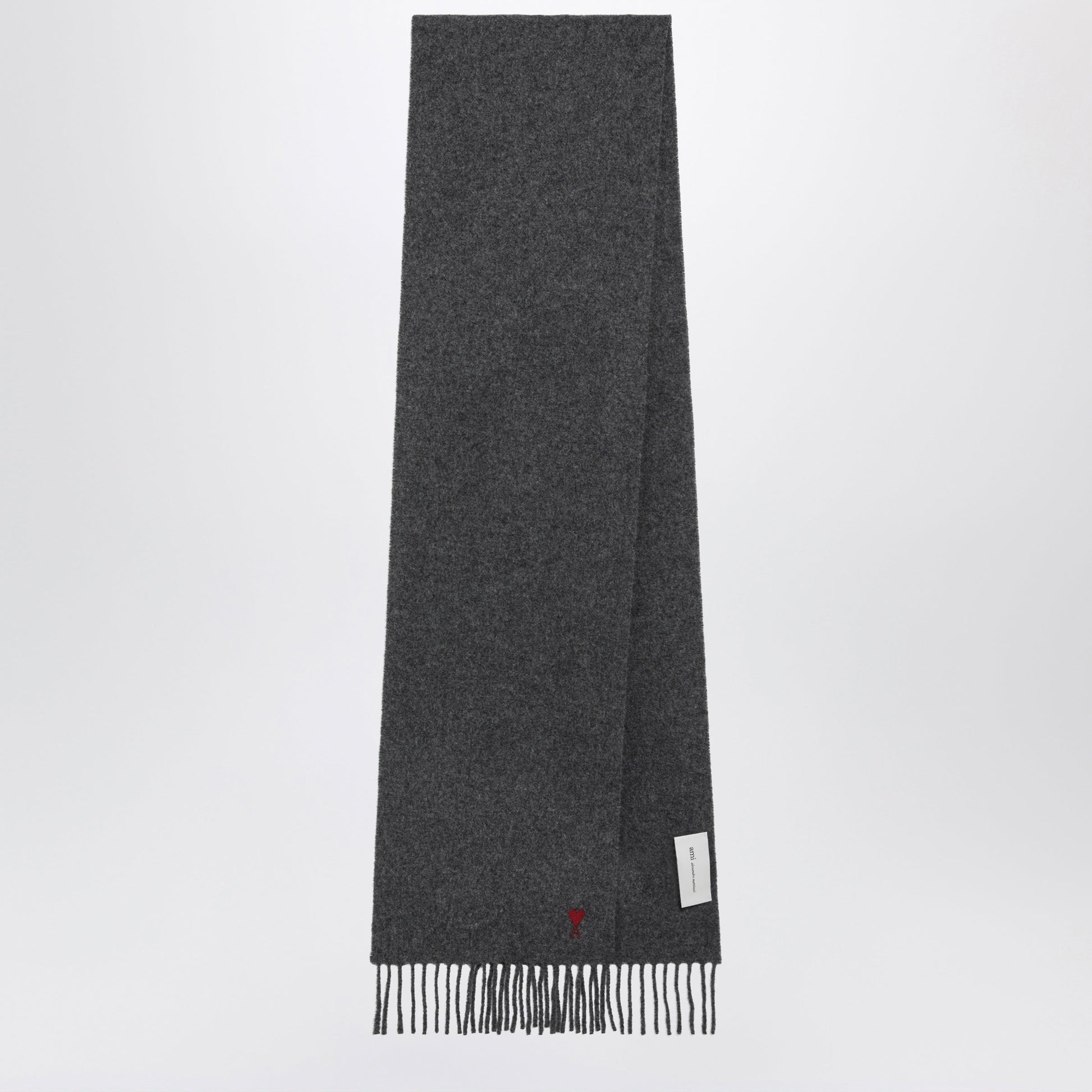 Ami Paris Grey Ami De Cå“Ur Wool Scarf Men AMI PARIS