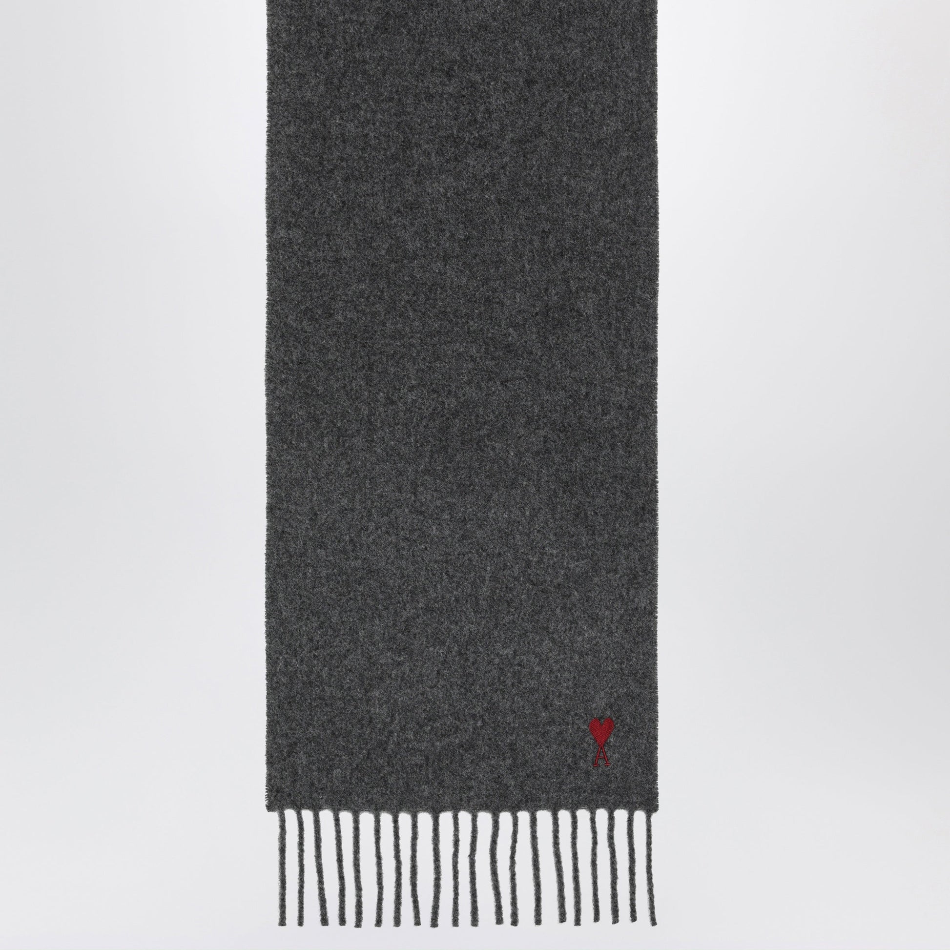 Ami Paris Grey Ami De Cå“Ur Wool Scarf Men AMI PARIS