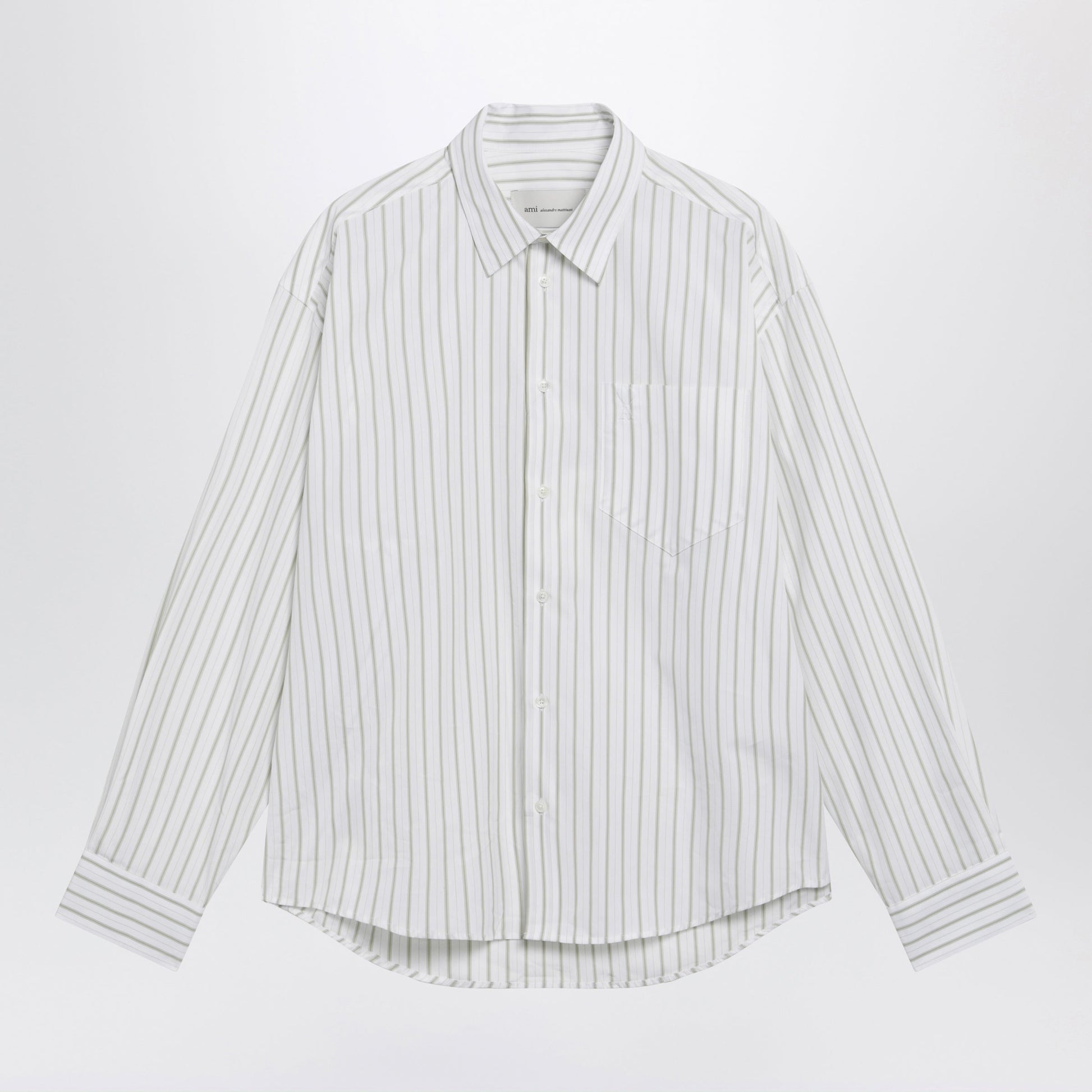 Ami Paris White Striped Ami De Coeur Shirt Men AMI PARIS