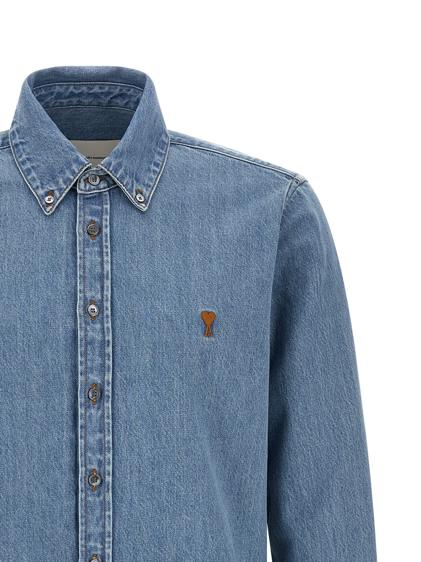 Ami Paris Men 'Ami De Coeur' Denim Shirt AMI PARIS