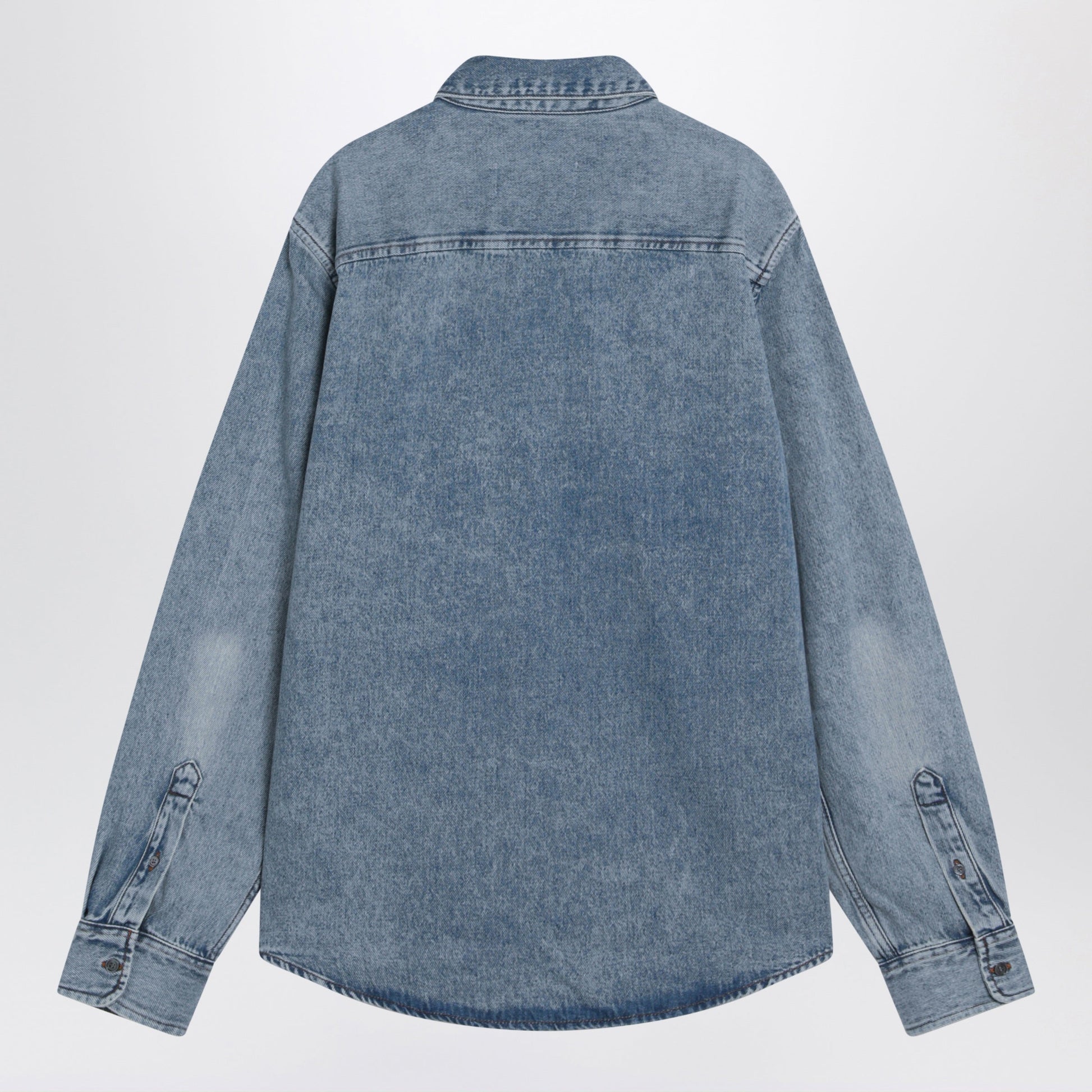 Ami Paris Ami De Coeur Used Blue Denim Shirt Men AMI PARIS