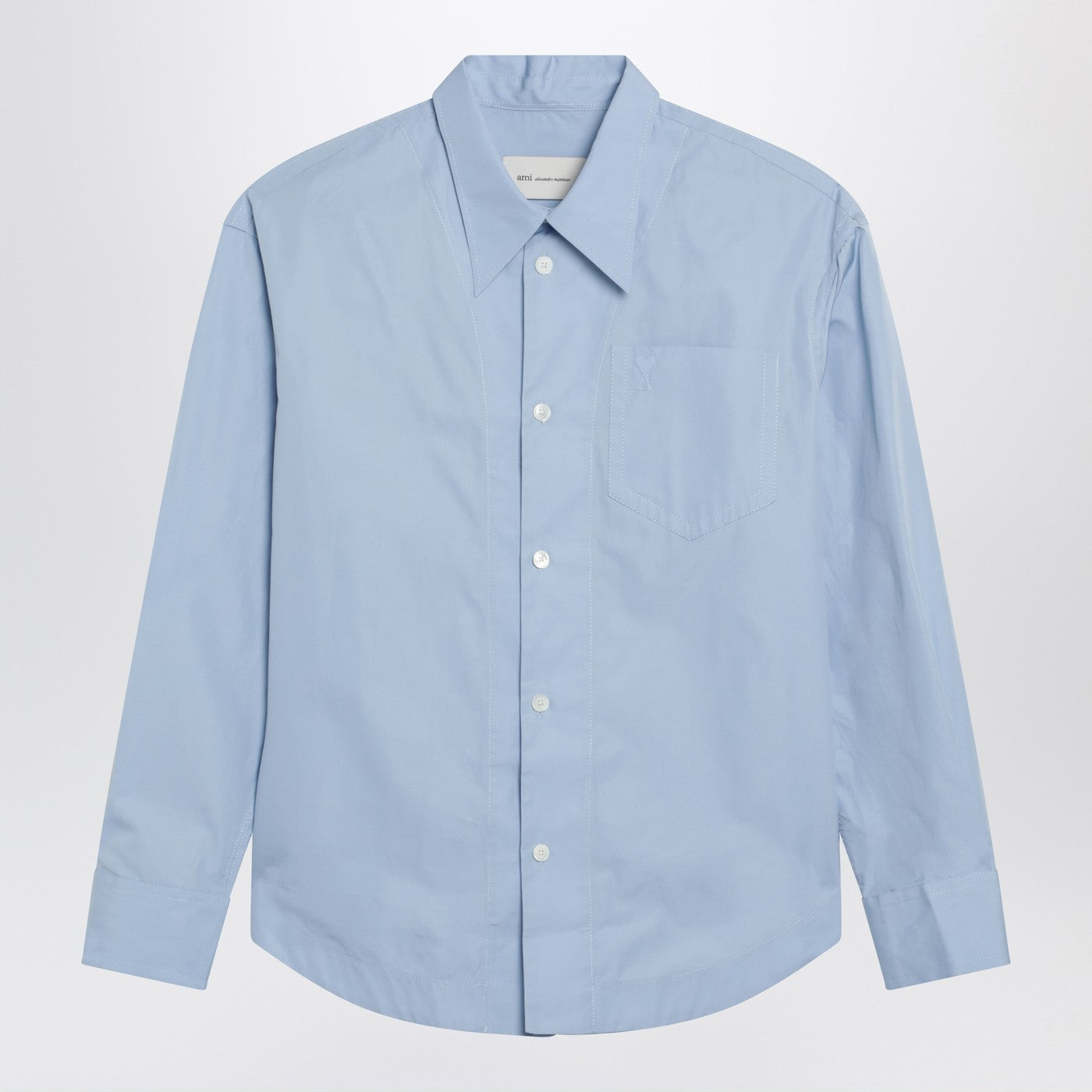 Ami Paris Ami De Coeur Light Blue Shirt Men AMI PARIS