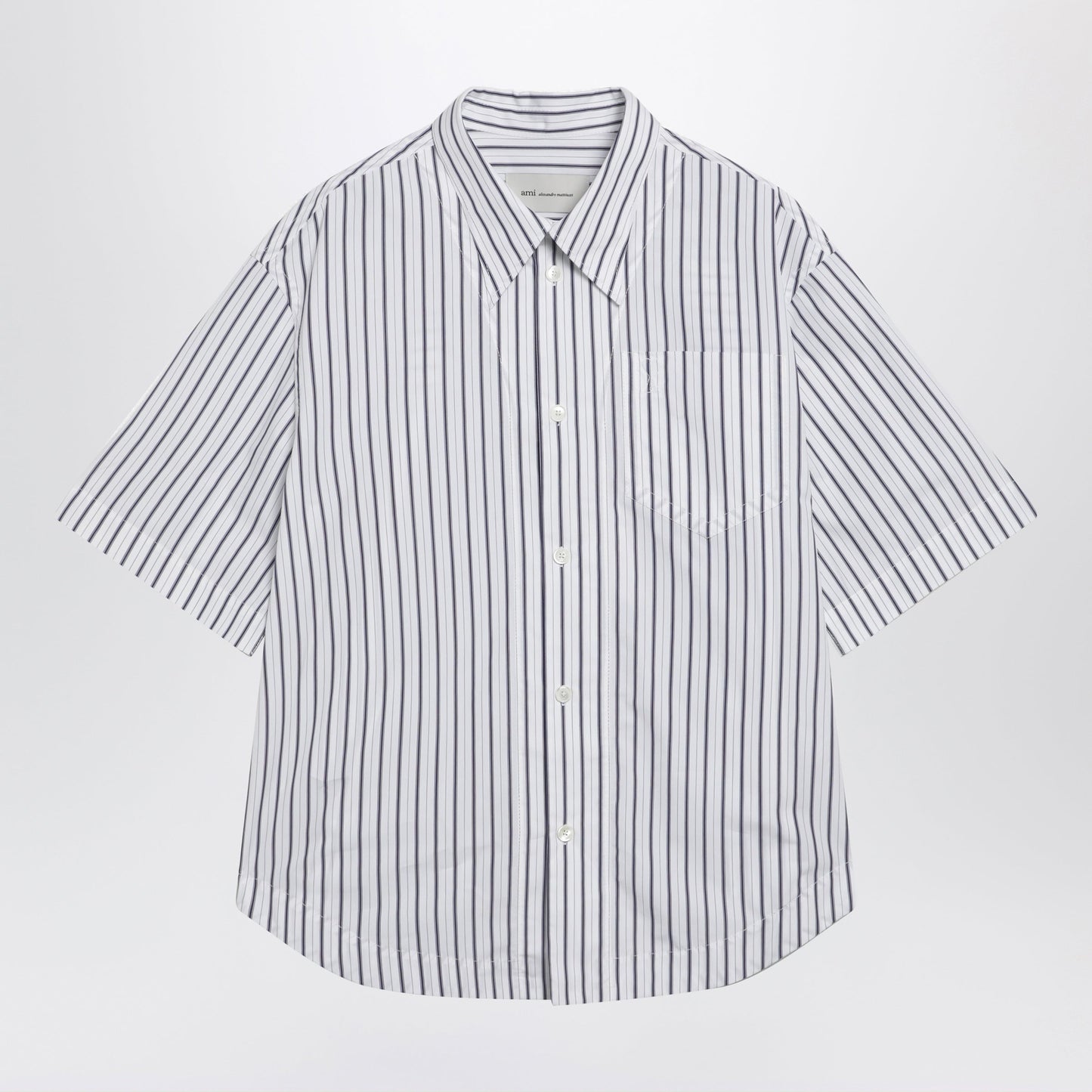 Ami Paris White Striped Ami De Coeur Shirt Men AMI PARIS