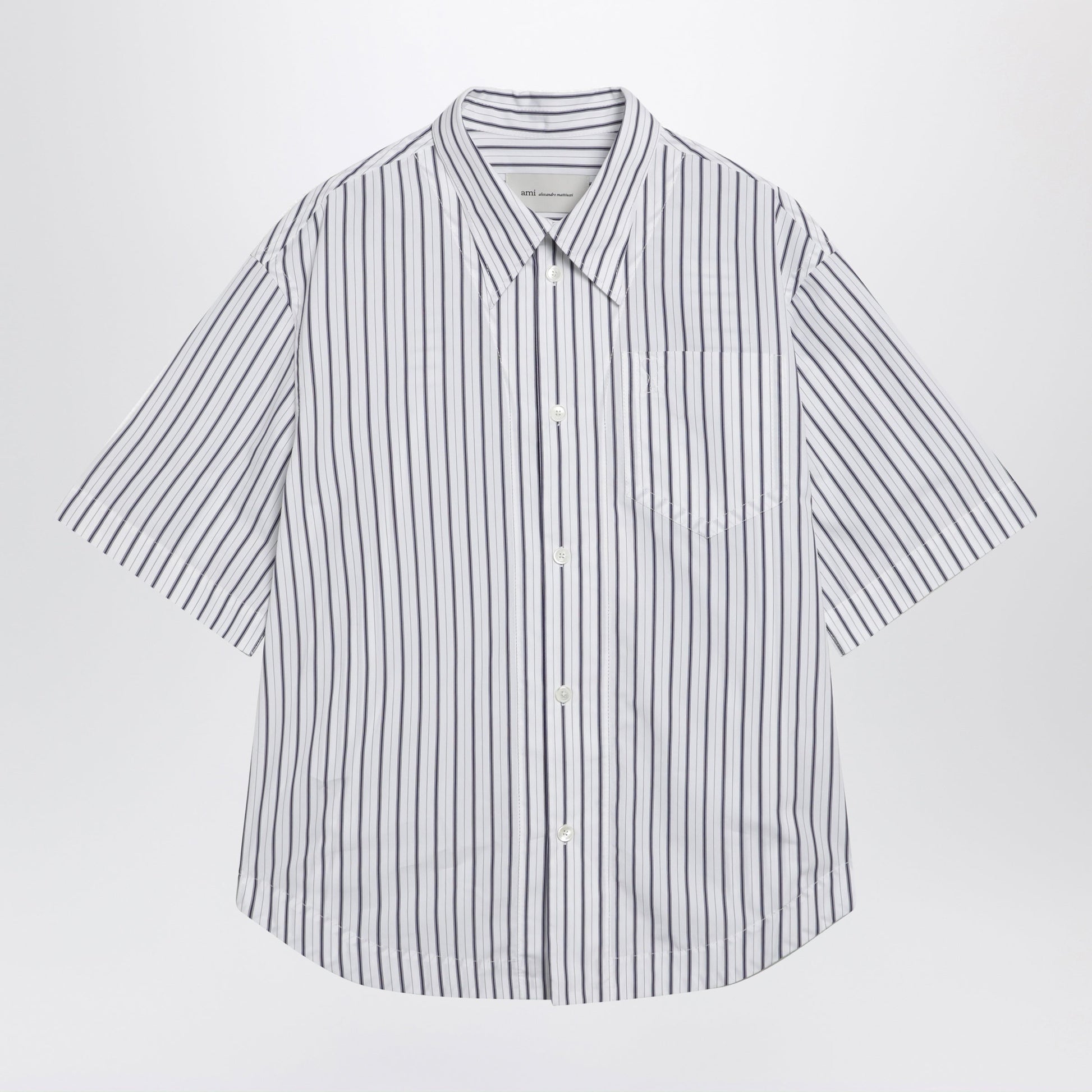 Ami Paris White Striped Ami De Coeur Shirt Men AMI PARIS