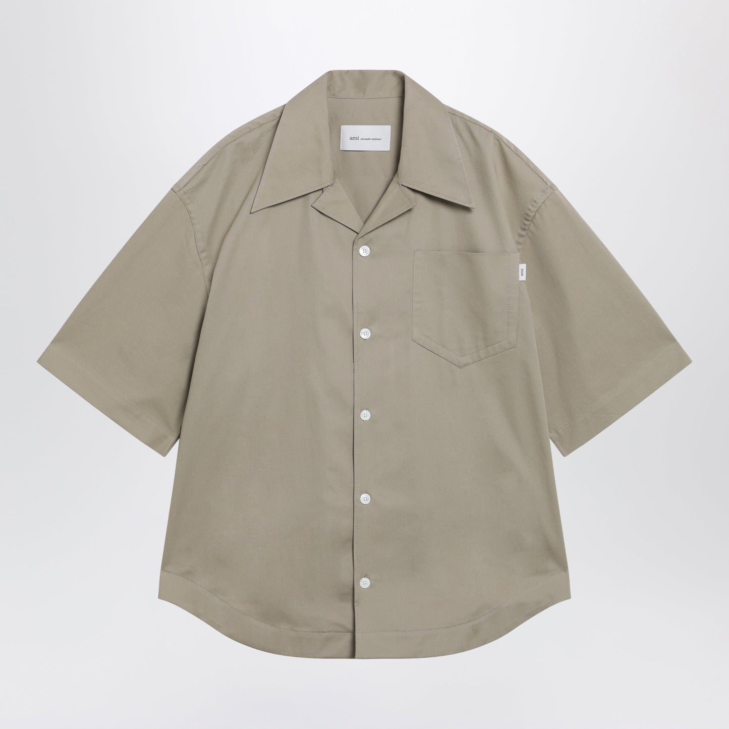Ami Paris Beige Taupe Cotton Bowling Shirt Men AMI PARIS