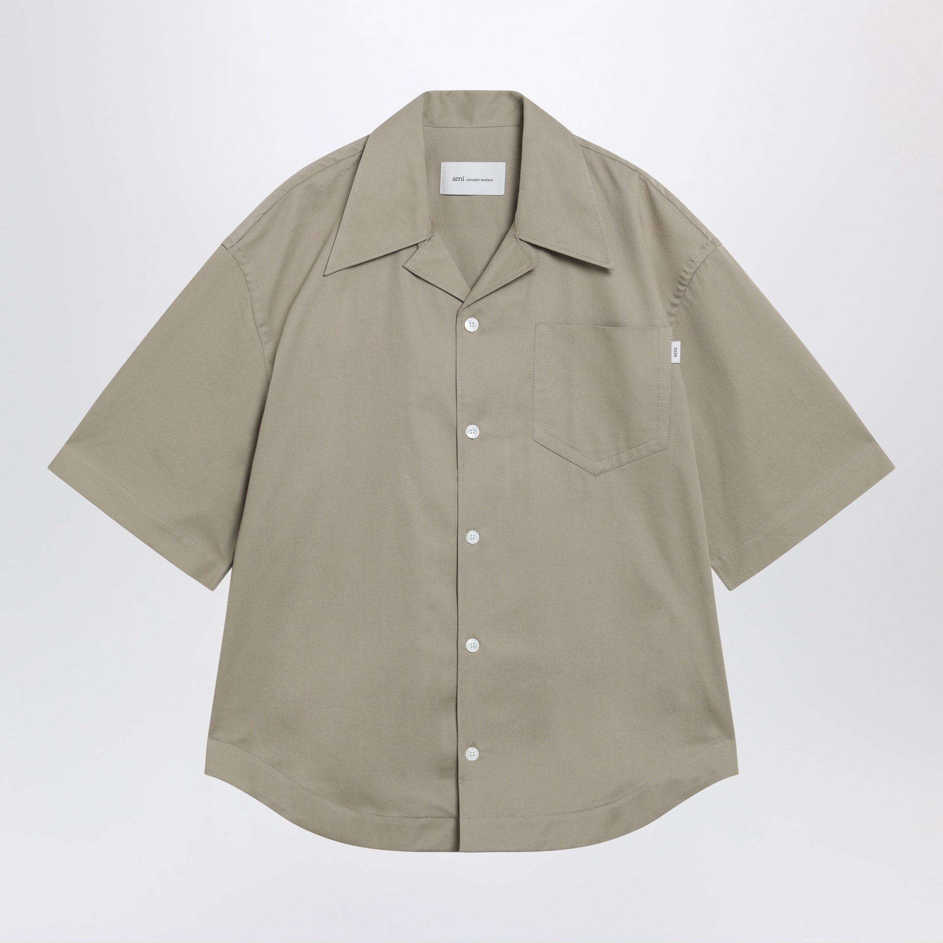 Ami Paris Beige Taupe Cotton Bowling Shirt Men AMI PARIS