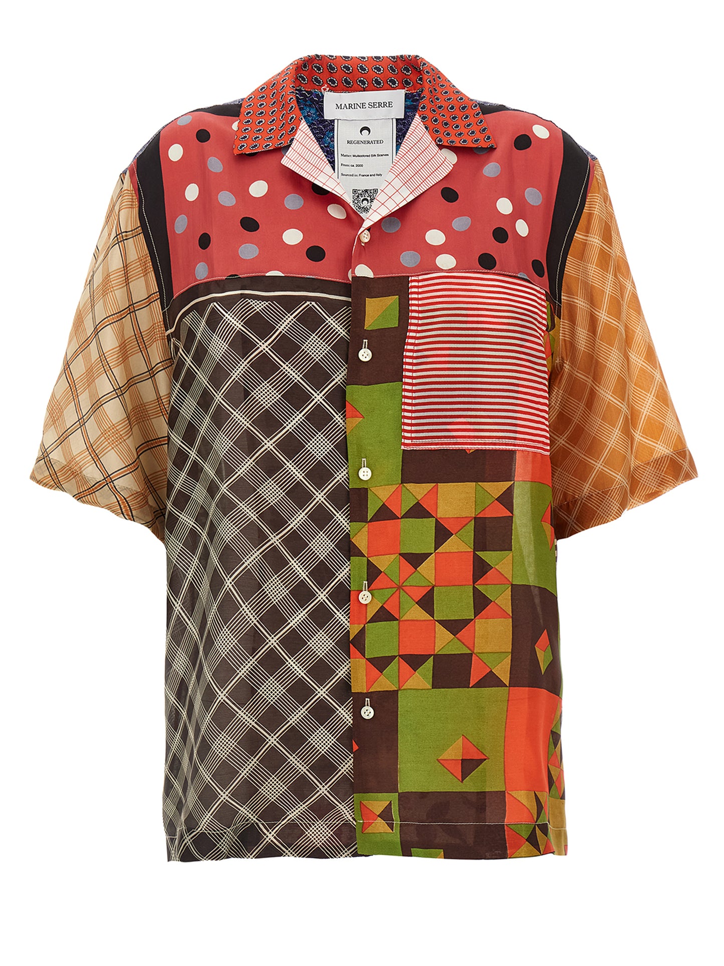 Marine Serre Women 'Regenerated Silk Scarves Bowling' Shirt MARINE SERRE