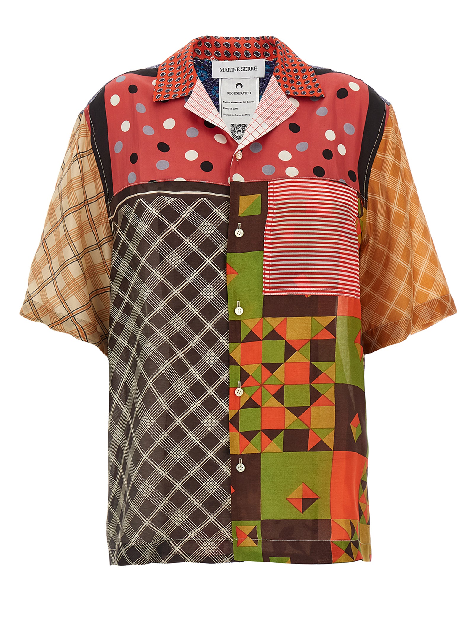 Marine Serre Women 'Regenerated Silk Scarves Bowling' Shirt MARINE SERRE